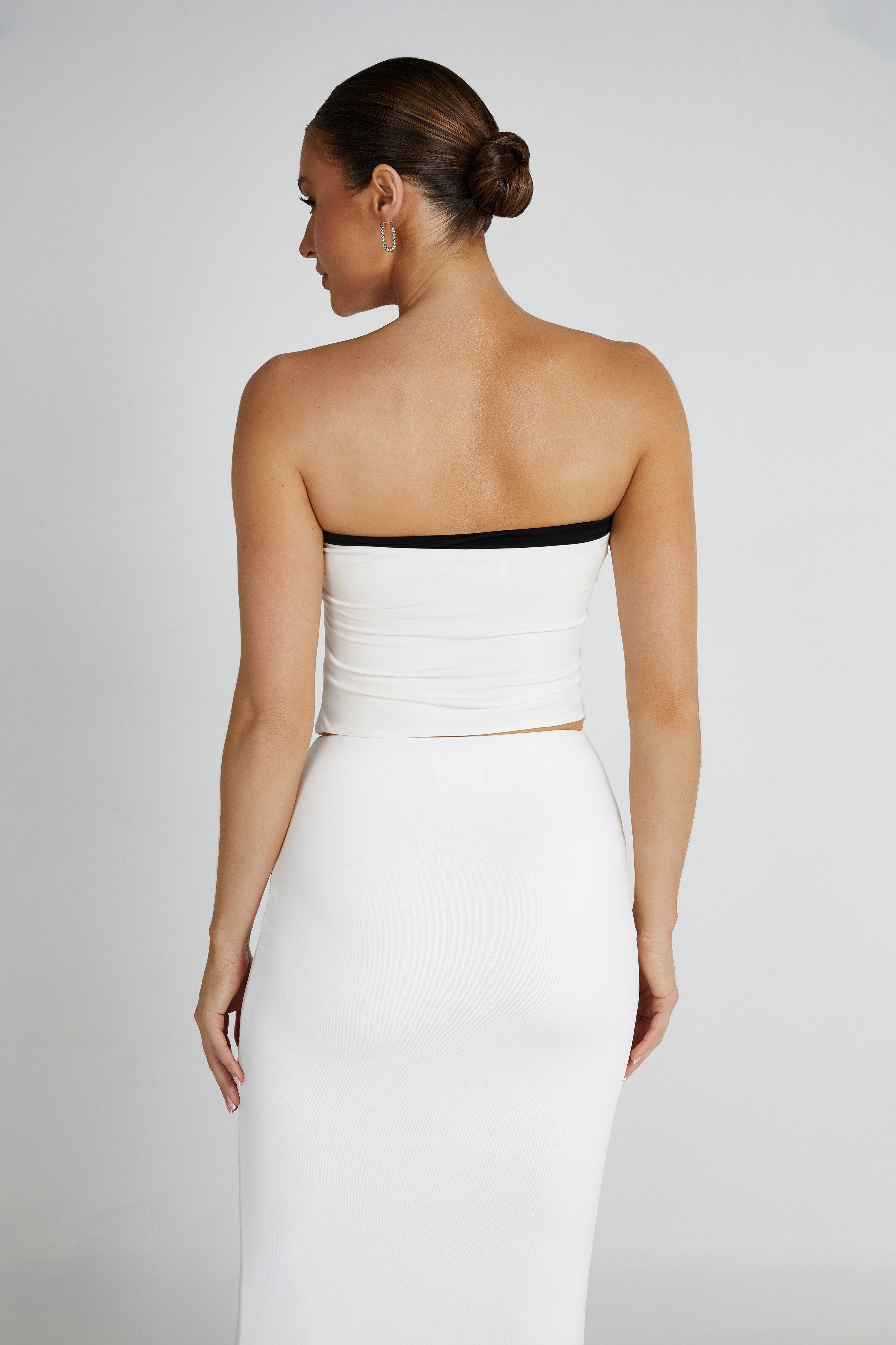 Megan Strapless Rose Top - Black/White