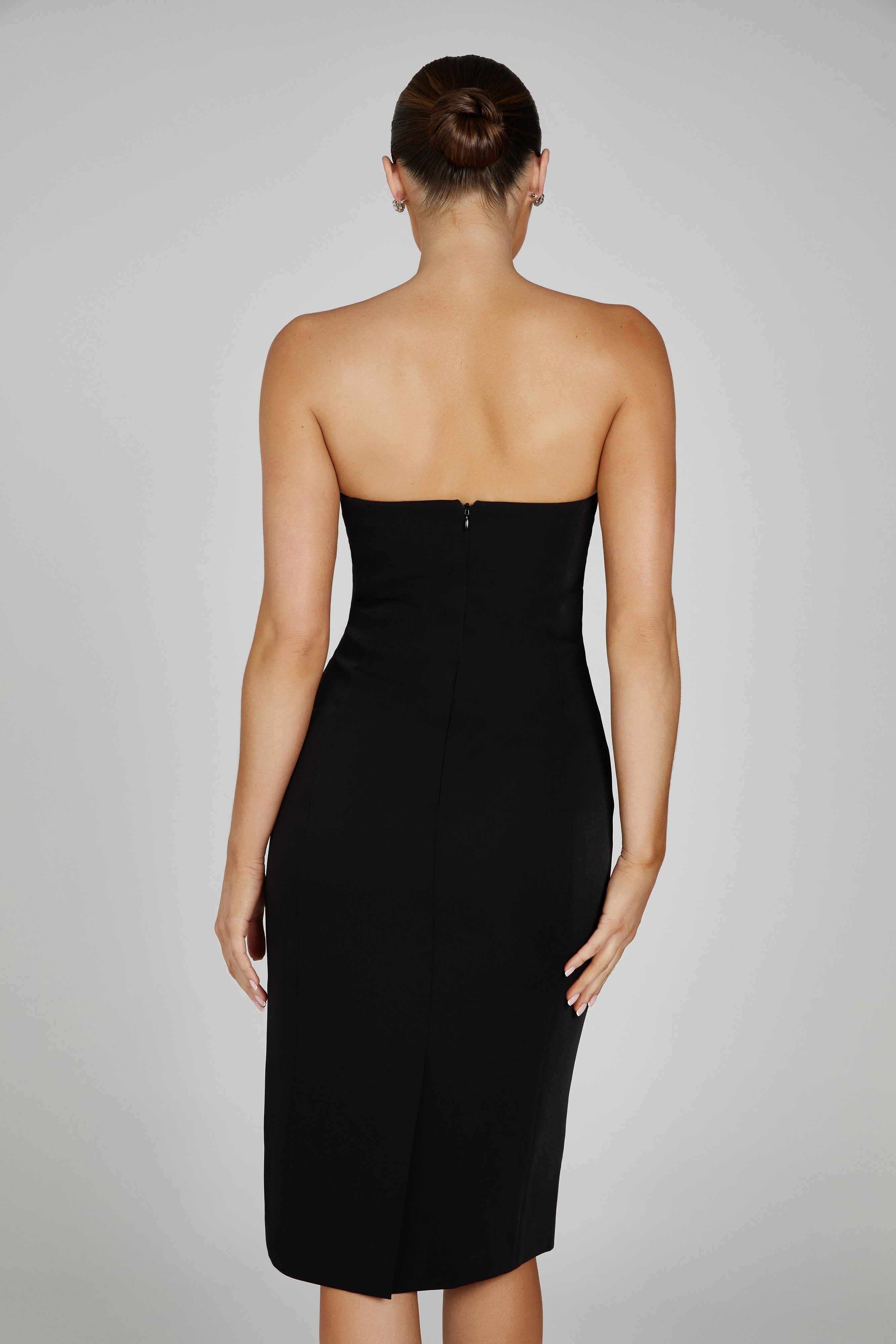 Marianne Strapless Crepe Midi Dress - Black