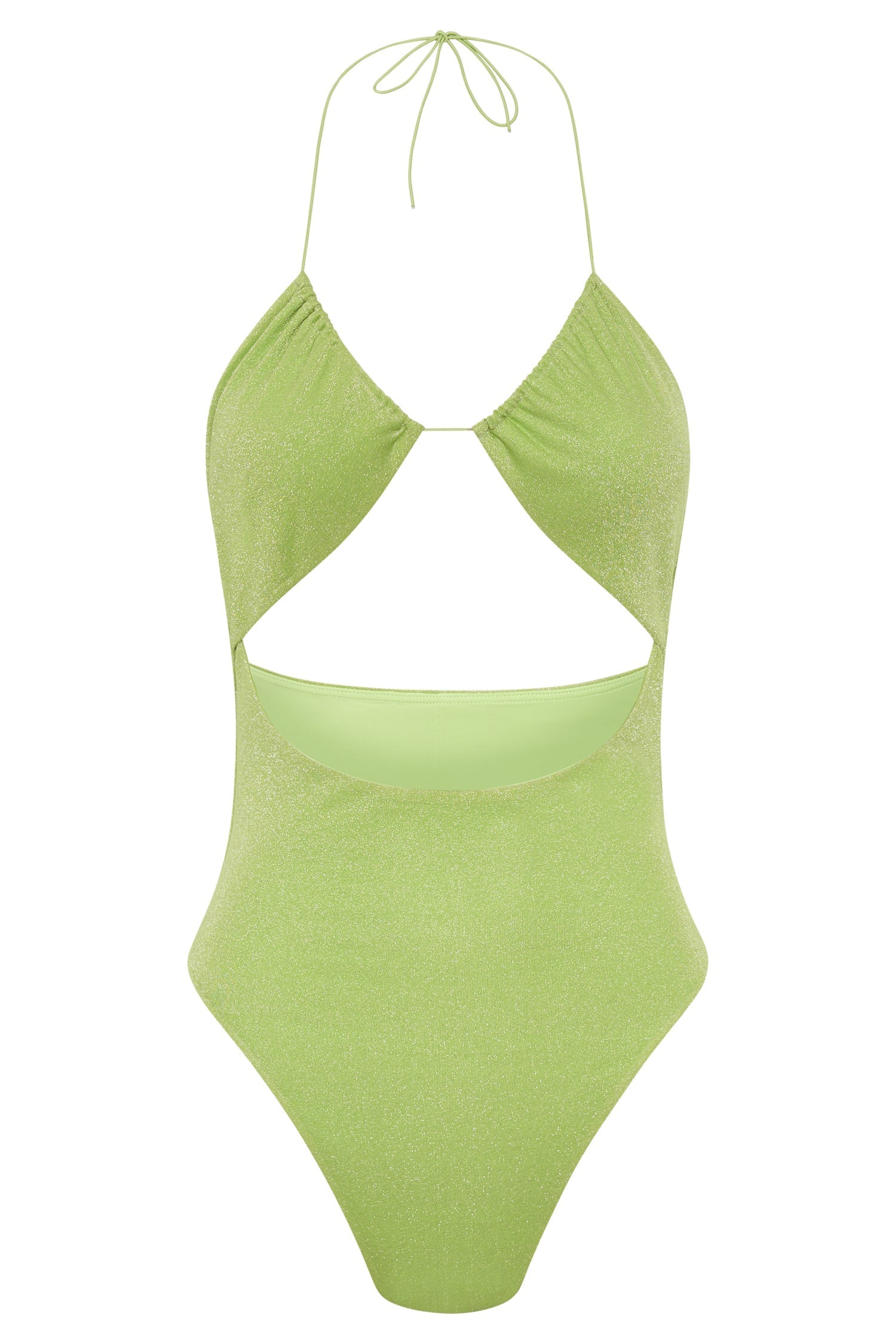 Olivia One Piece Halter Swimsuit - Lime Sparkle