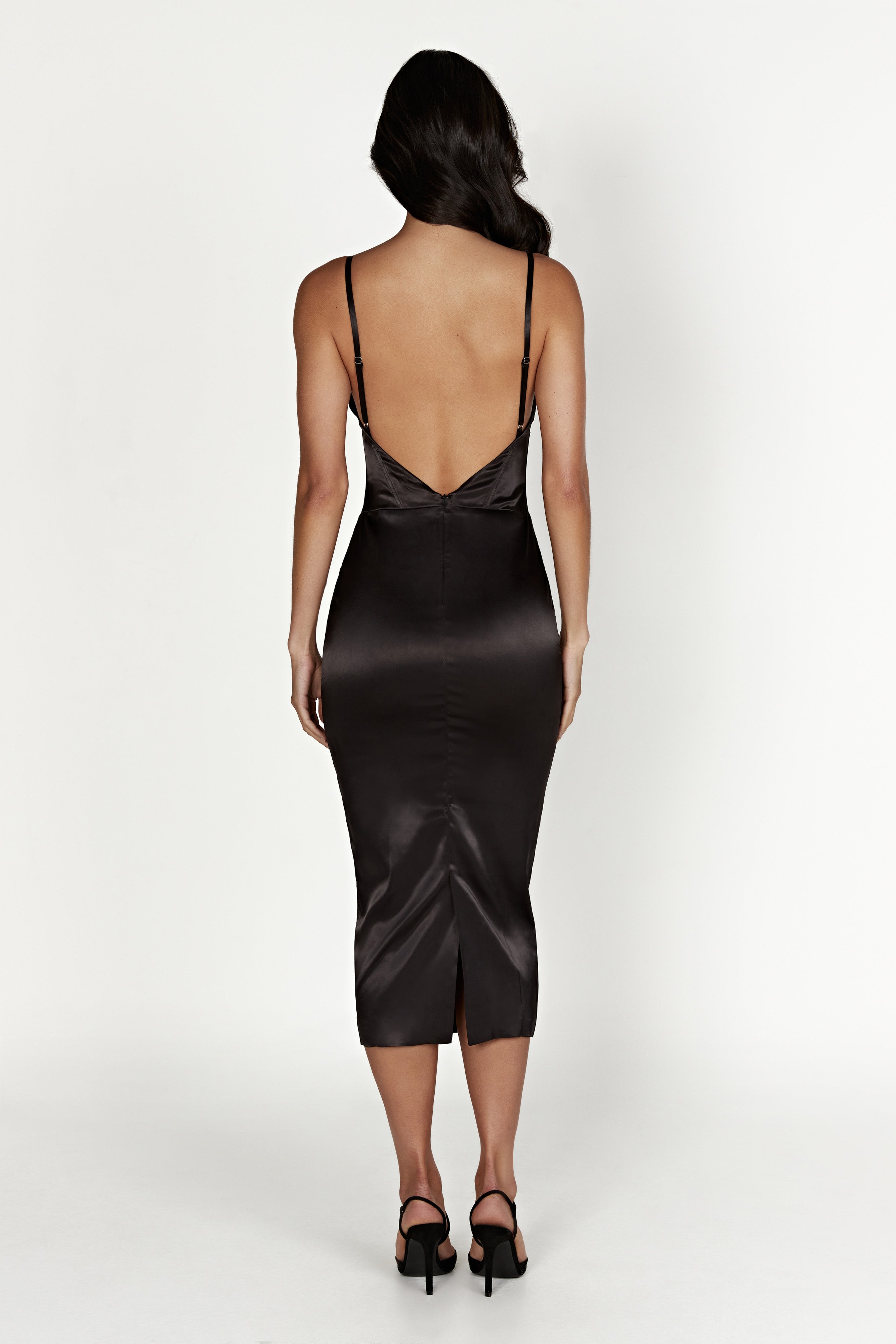 Brie Corset Midi Dress - Black