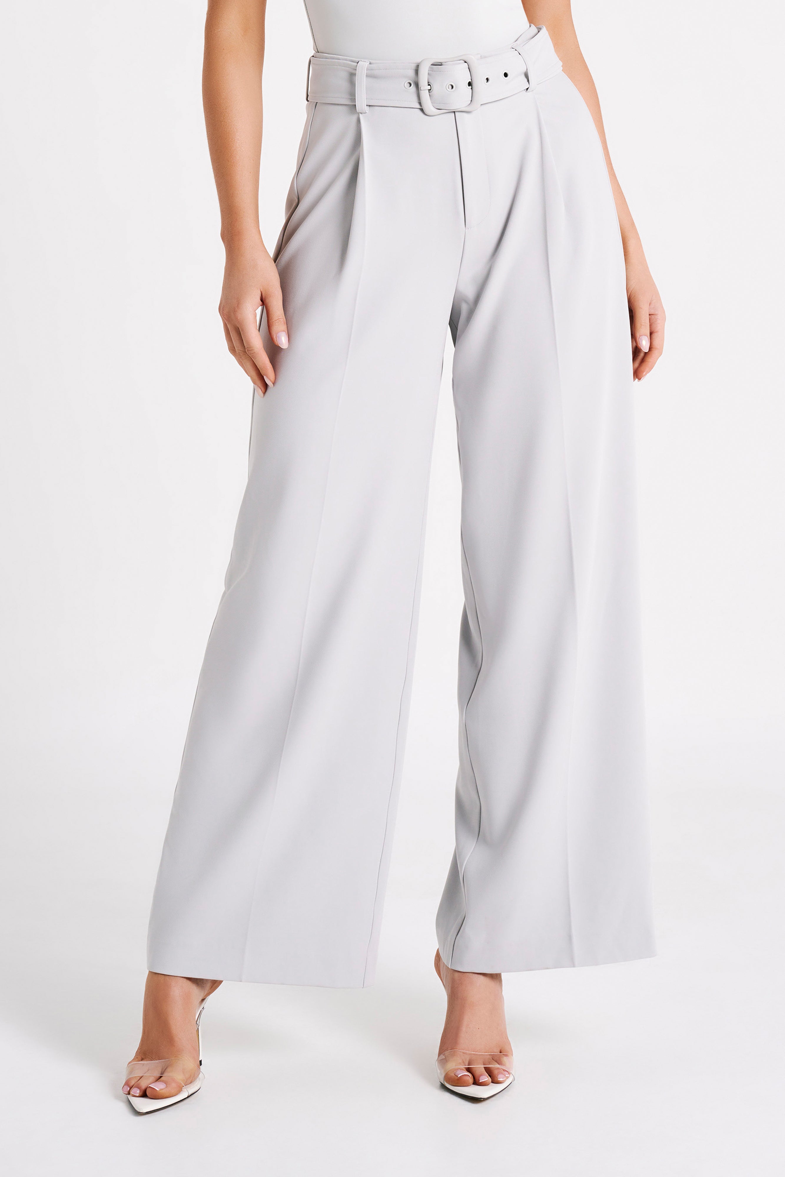 Tenley Wide Leg Suiting Pants - Ice Grey