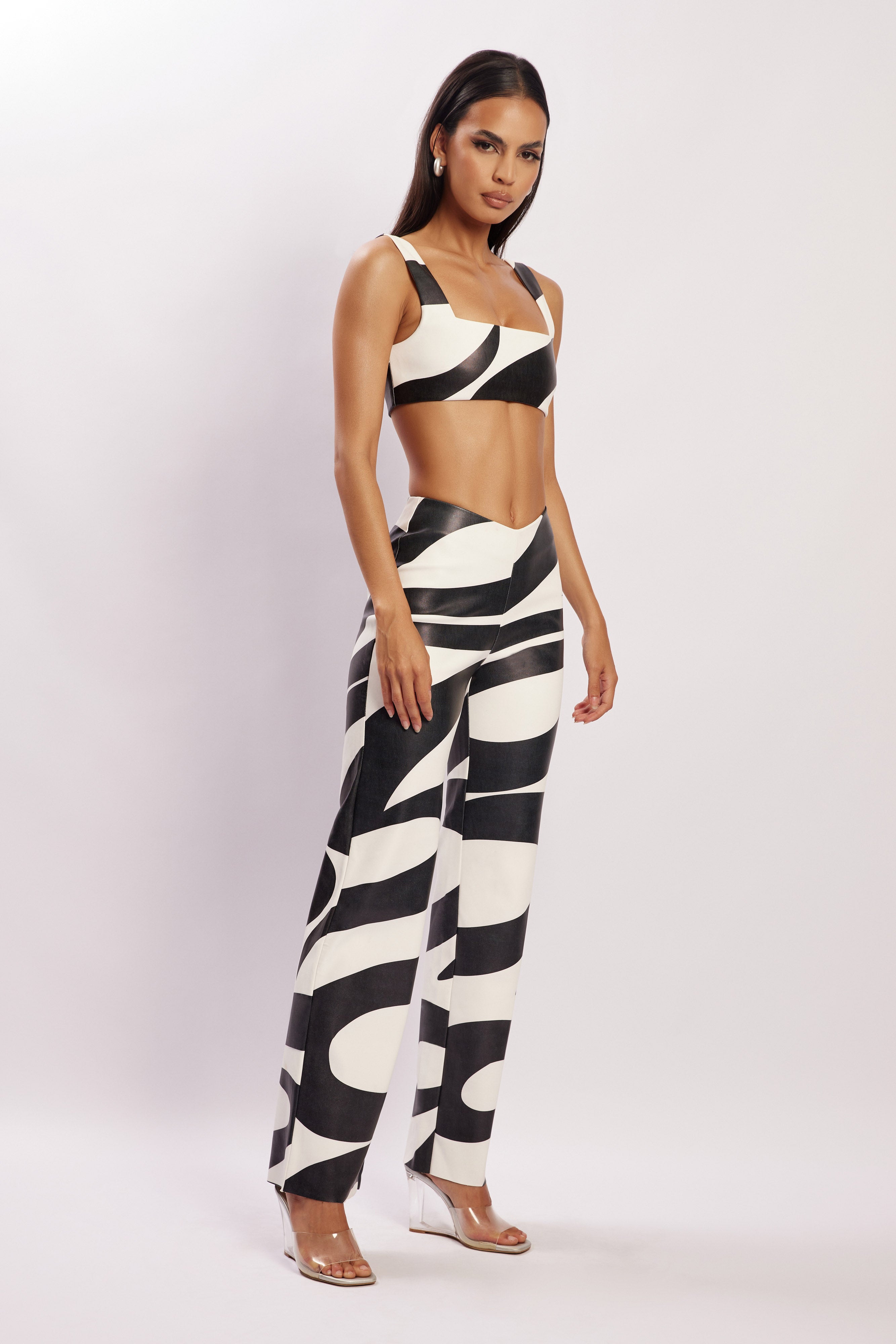 Stevie V Front Print Pu Pant - Swirl Print
