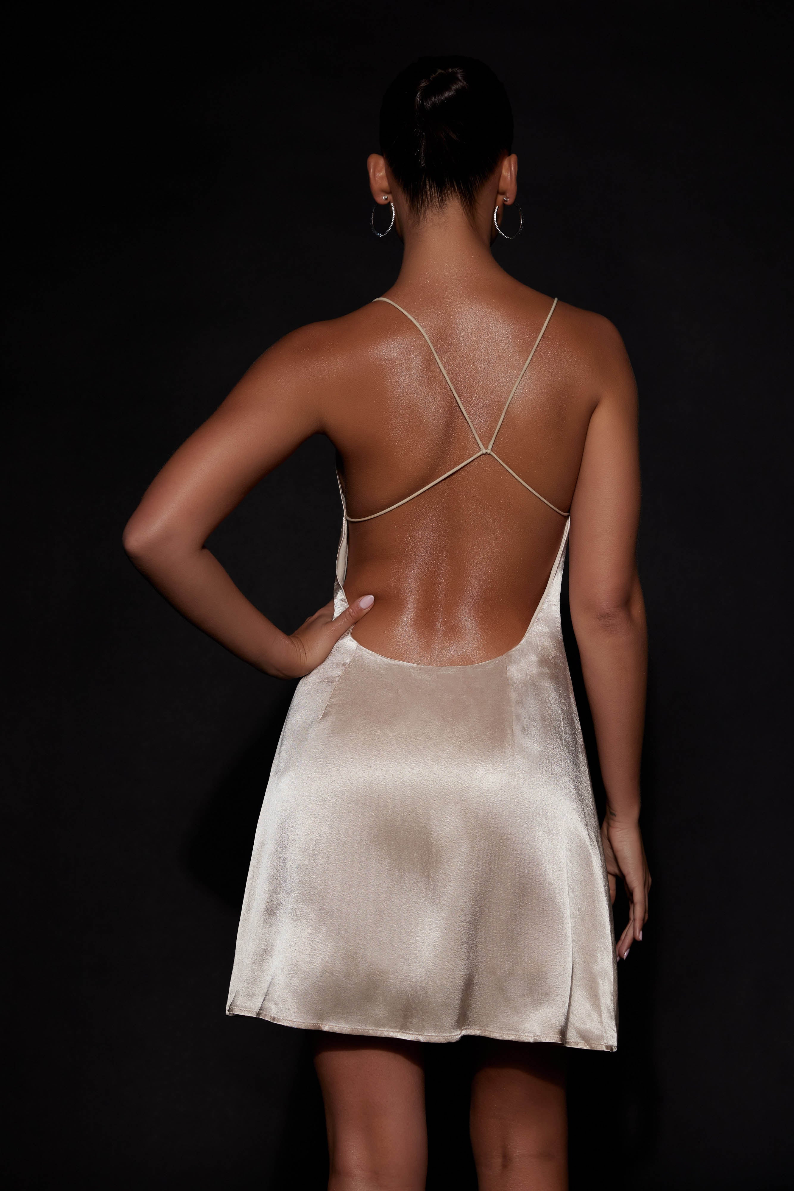 Briah Diamante Rope Mini Dress - Champagne