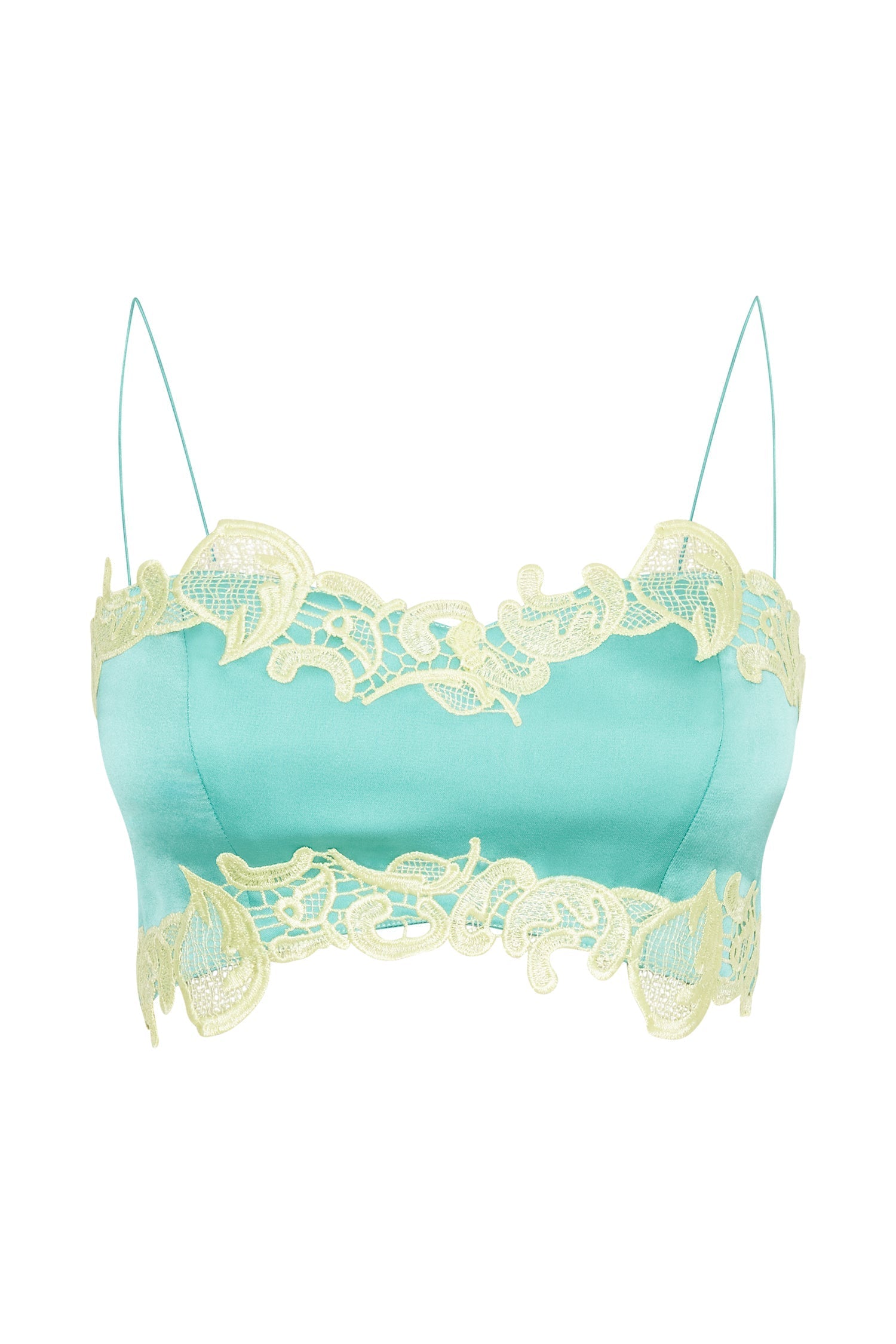 Anika Micro Crop Top With Lace - Mint