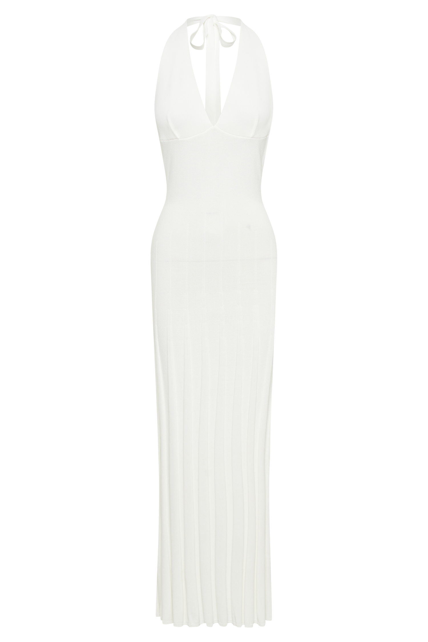 Caity Ribbed Halter Maxi Dress - White