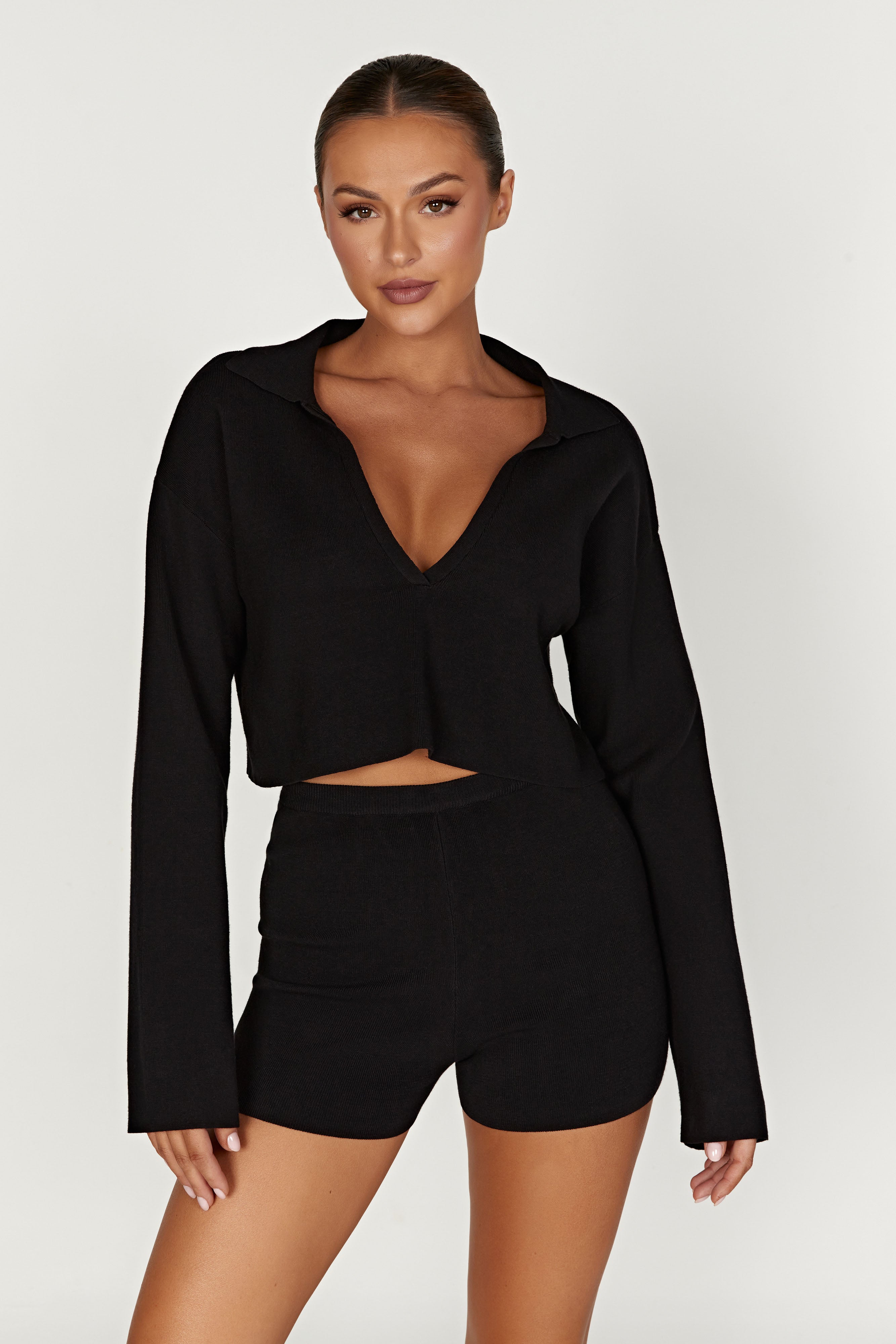 Lennox Collared Knit Jumper - Black