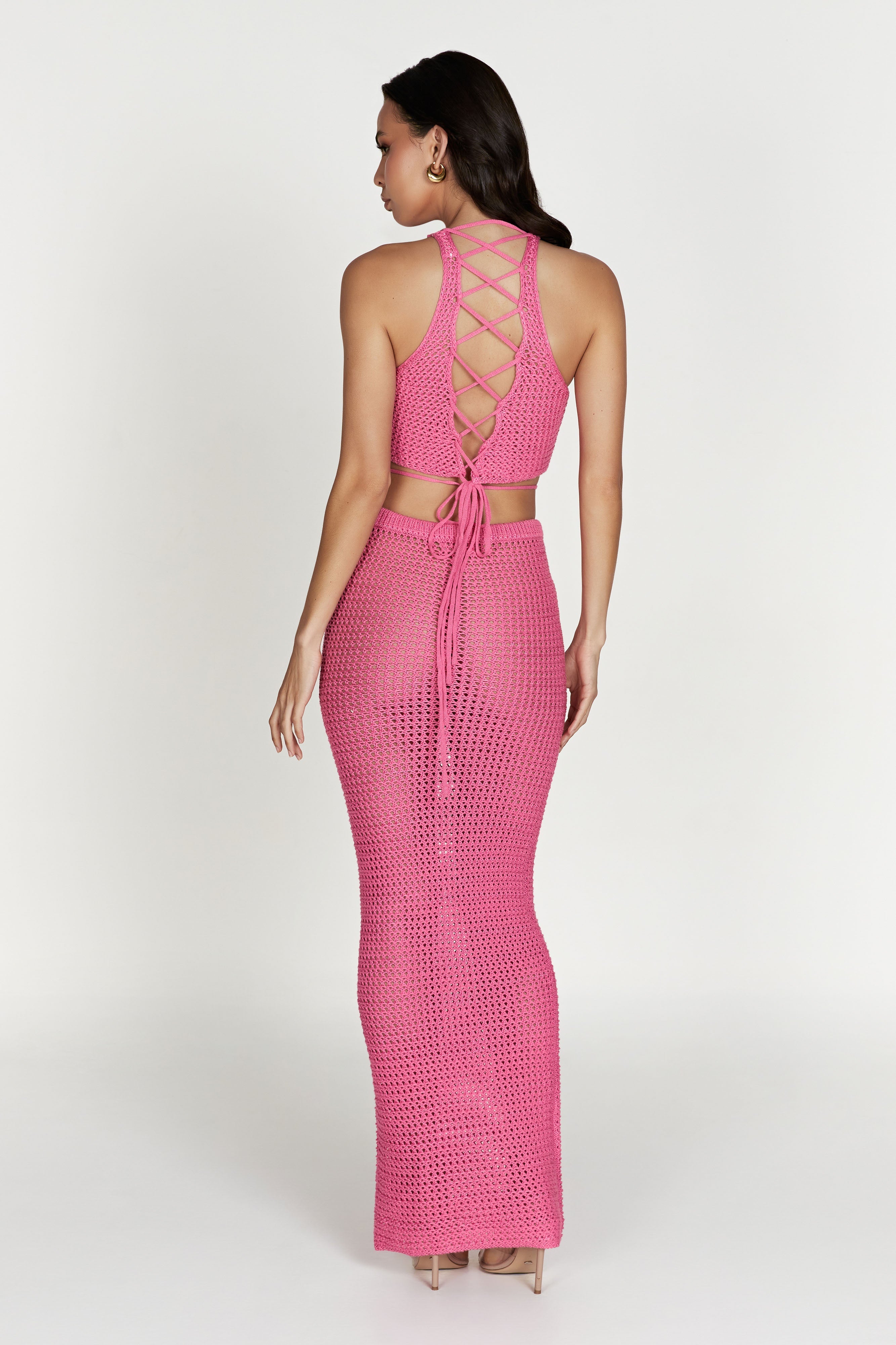 Raquel Crochet Maxi Skirt - Bubblegum Pink
