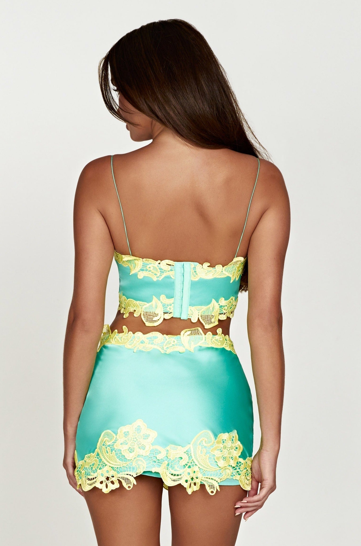 Niamh Micro Mini Skirt With Lace - Mint