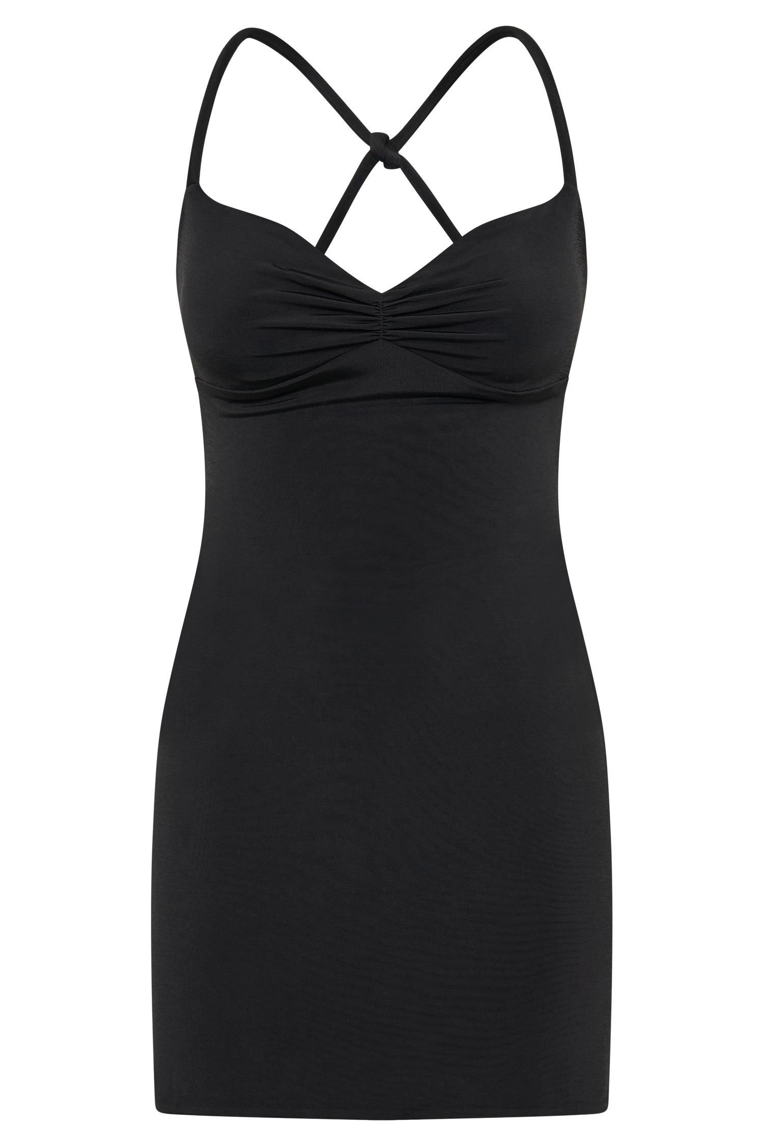 Amirah Slinky Backless Mini Dress - Black