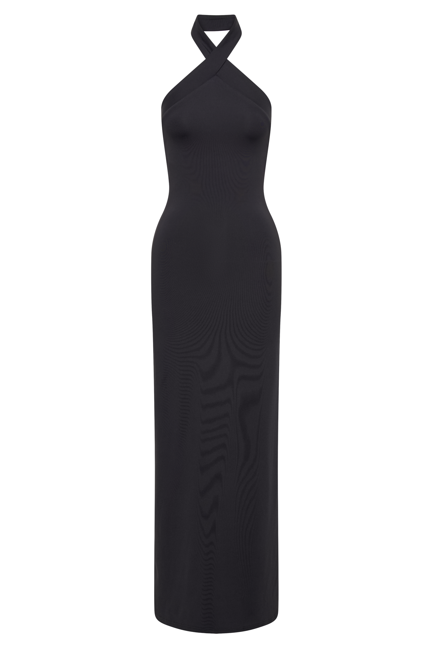 Kimberley Recycled Nylon Halter Maxi Dress - Black