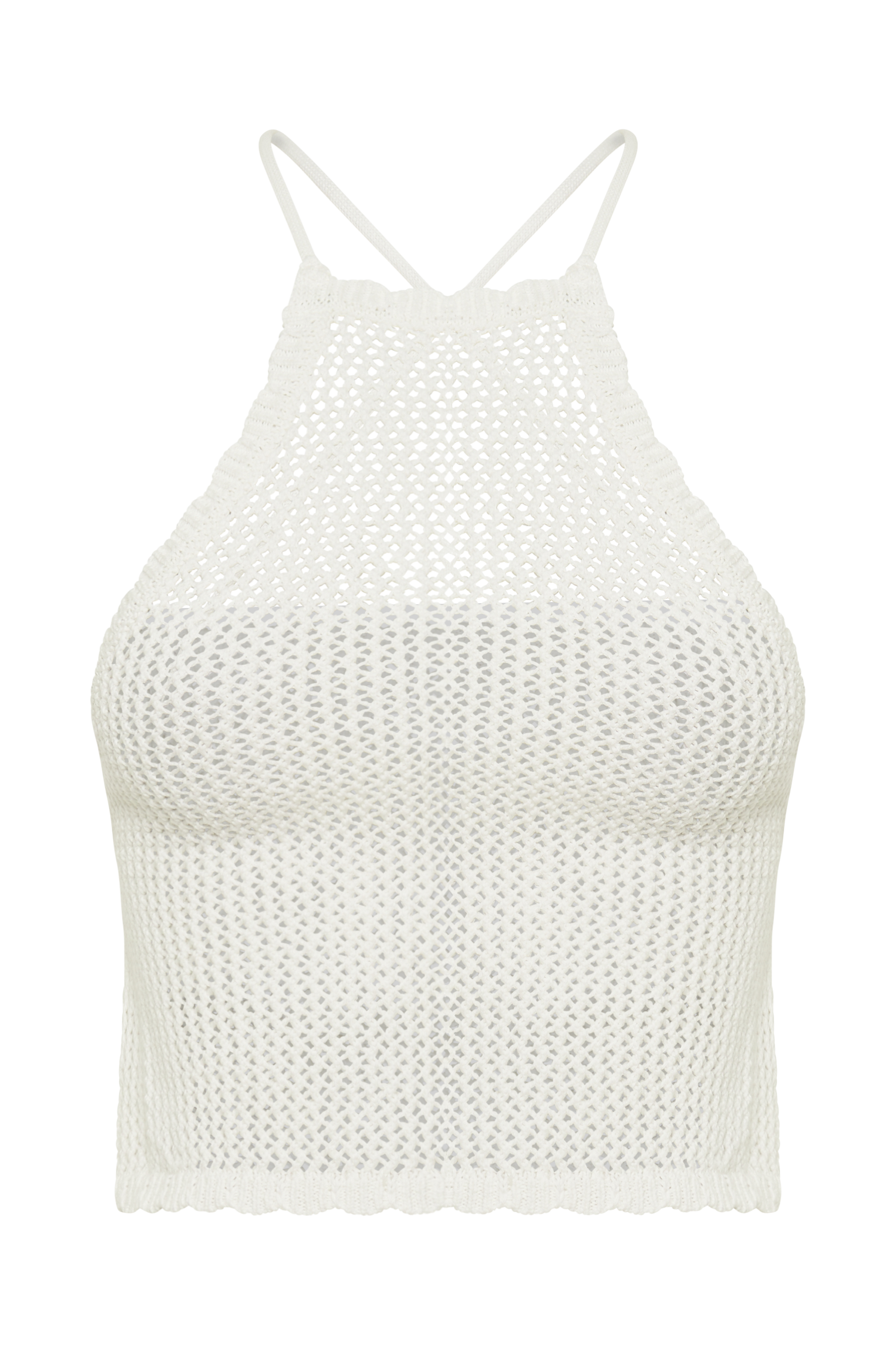 Sylvana Crochet Halter Top - White
