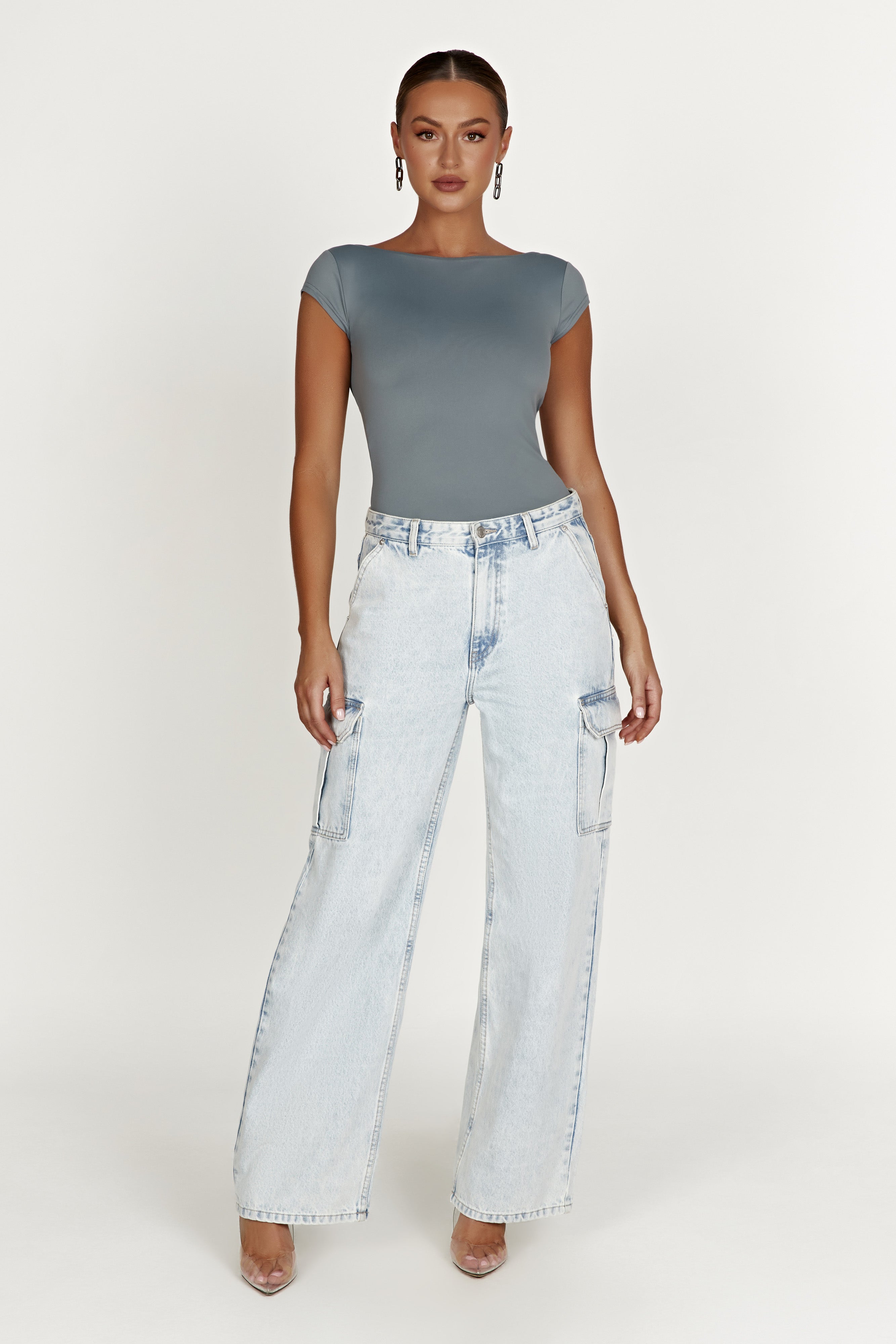 Reyna Recycled Nylon Longline Top - Light Charcoal