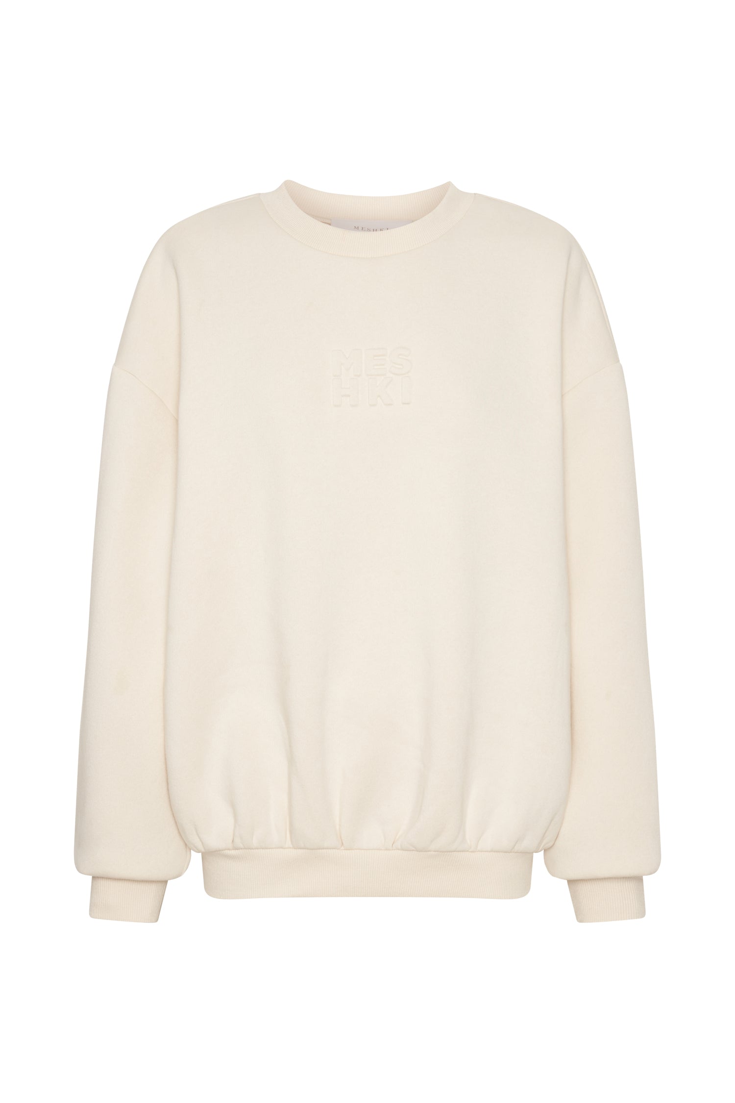 Sutton Embossed Fleeceback Crewneck - Bone
