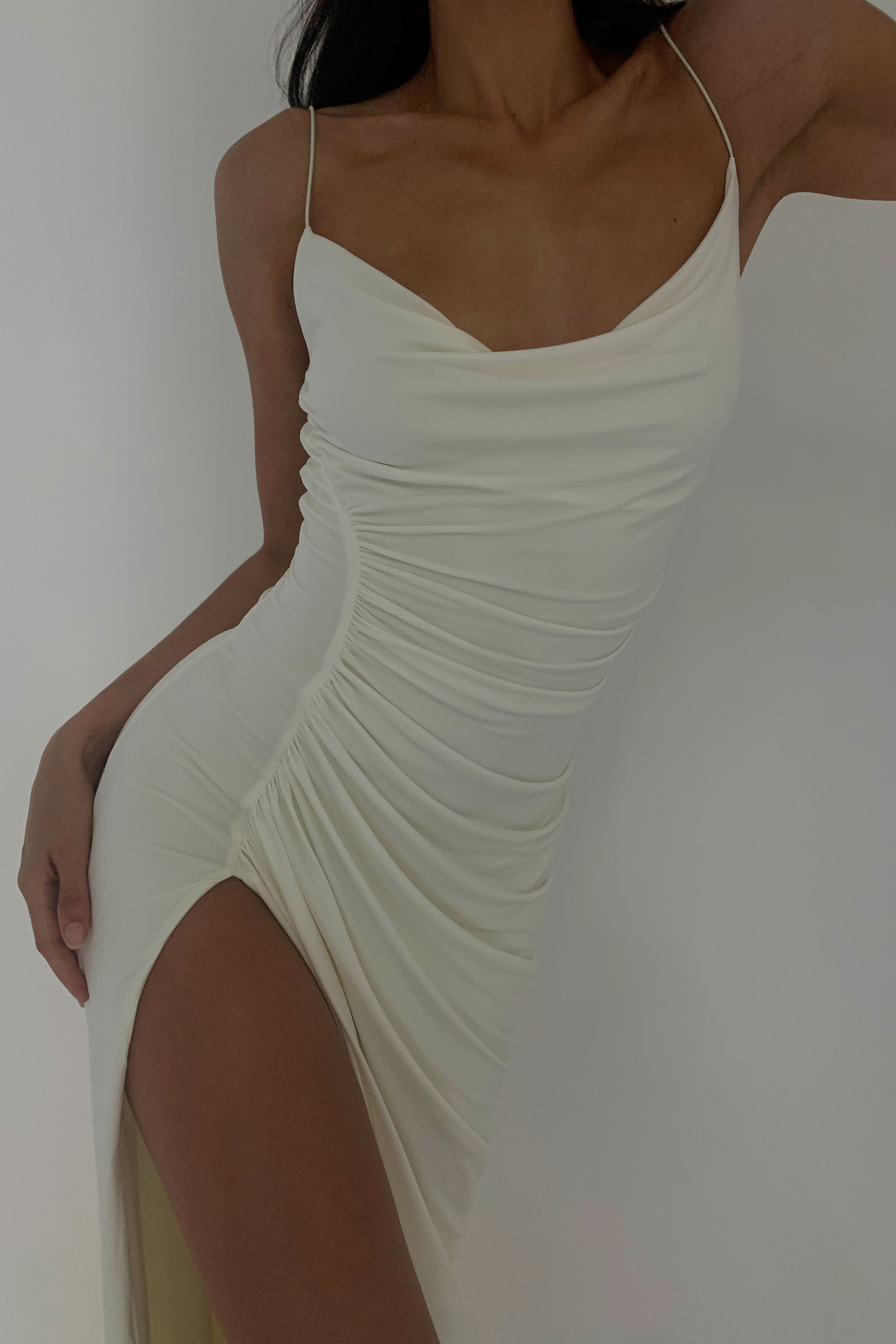 Candice Ruched Maxi Dress - Bone