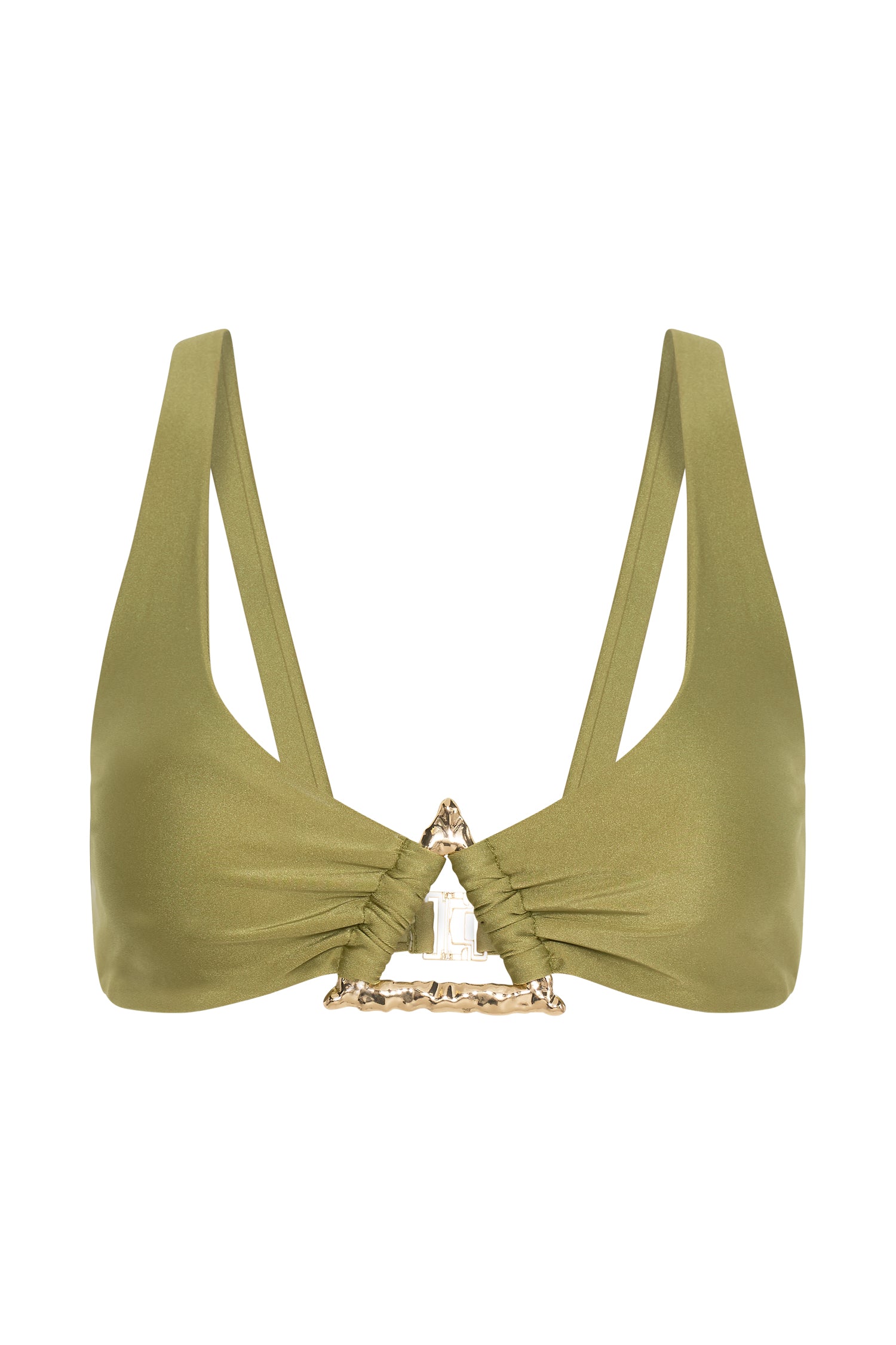 Riley Triangle Hardware Bikini Top - Olive