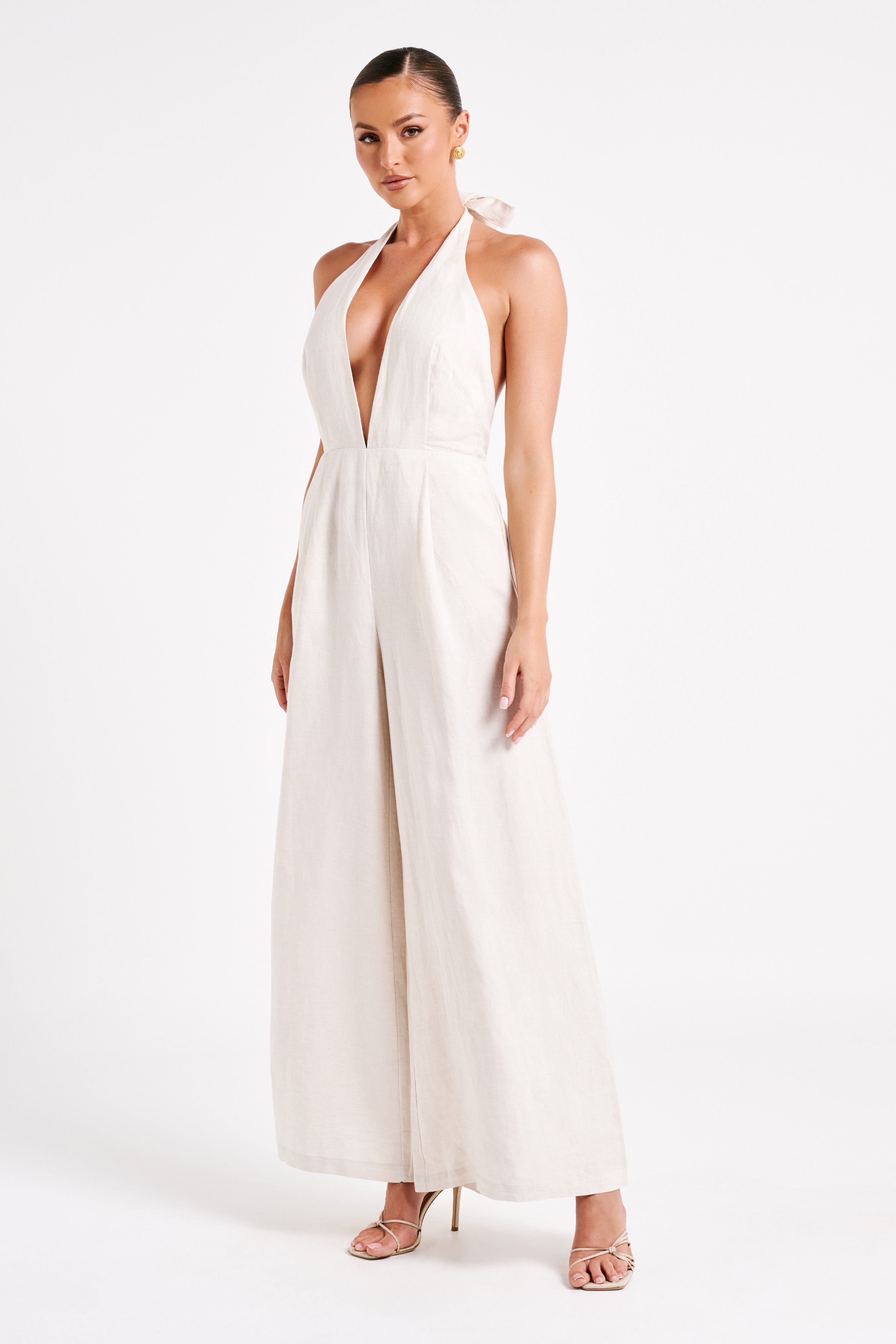 Blanca Linen Halter Jumpsuit - Natural