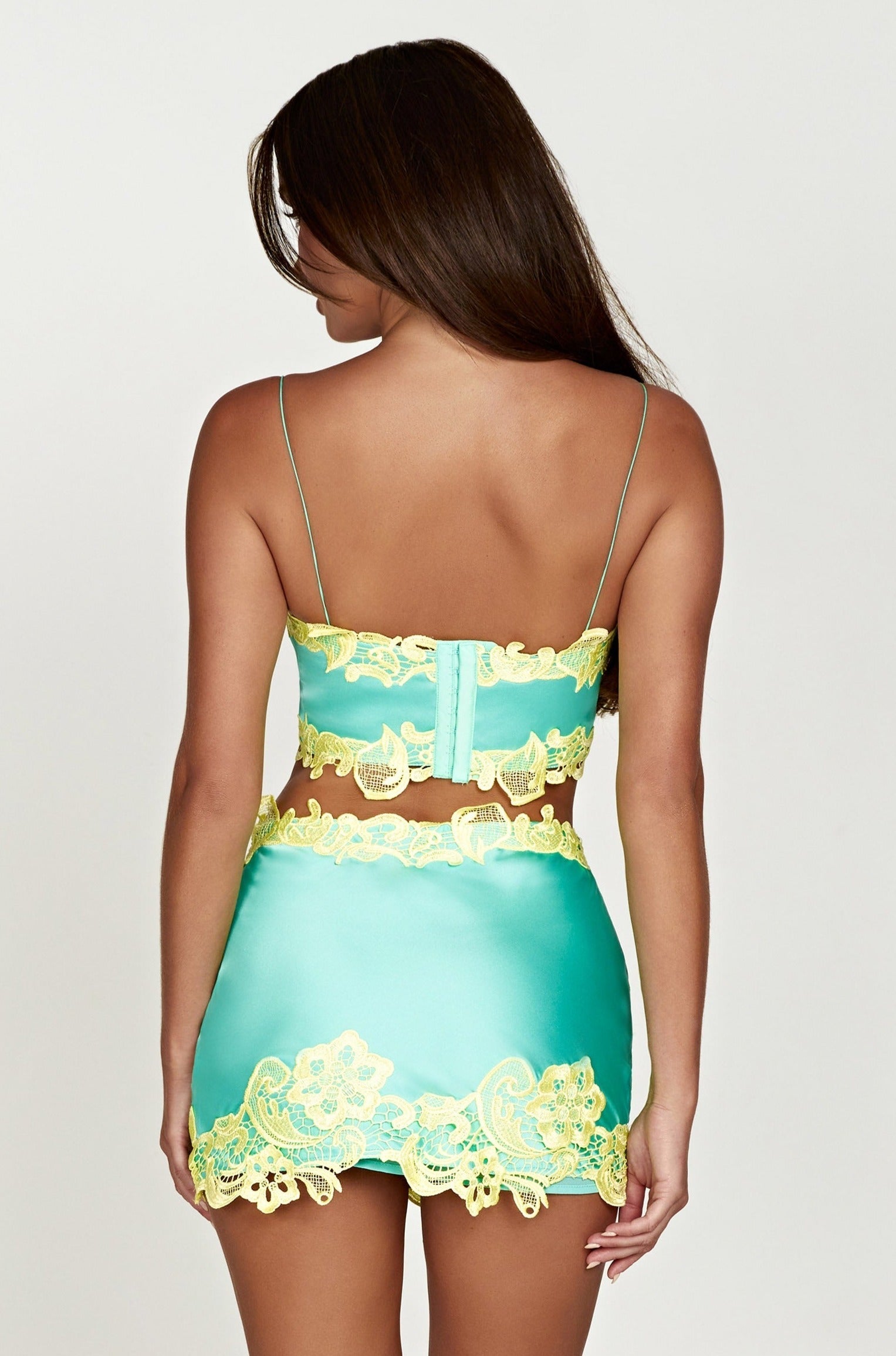 Anika Micro Crop Top With Lace - Mint