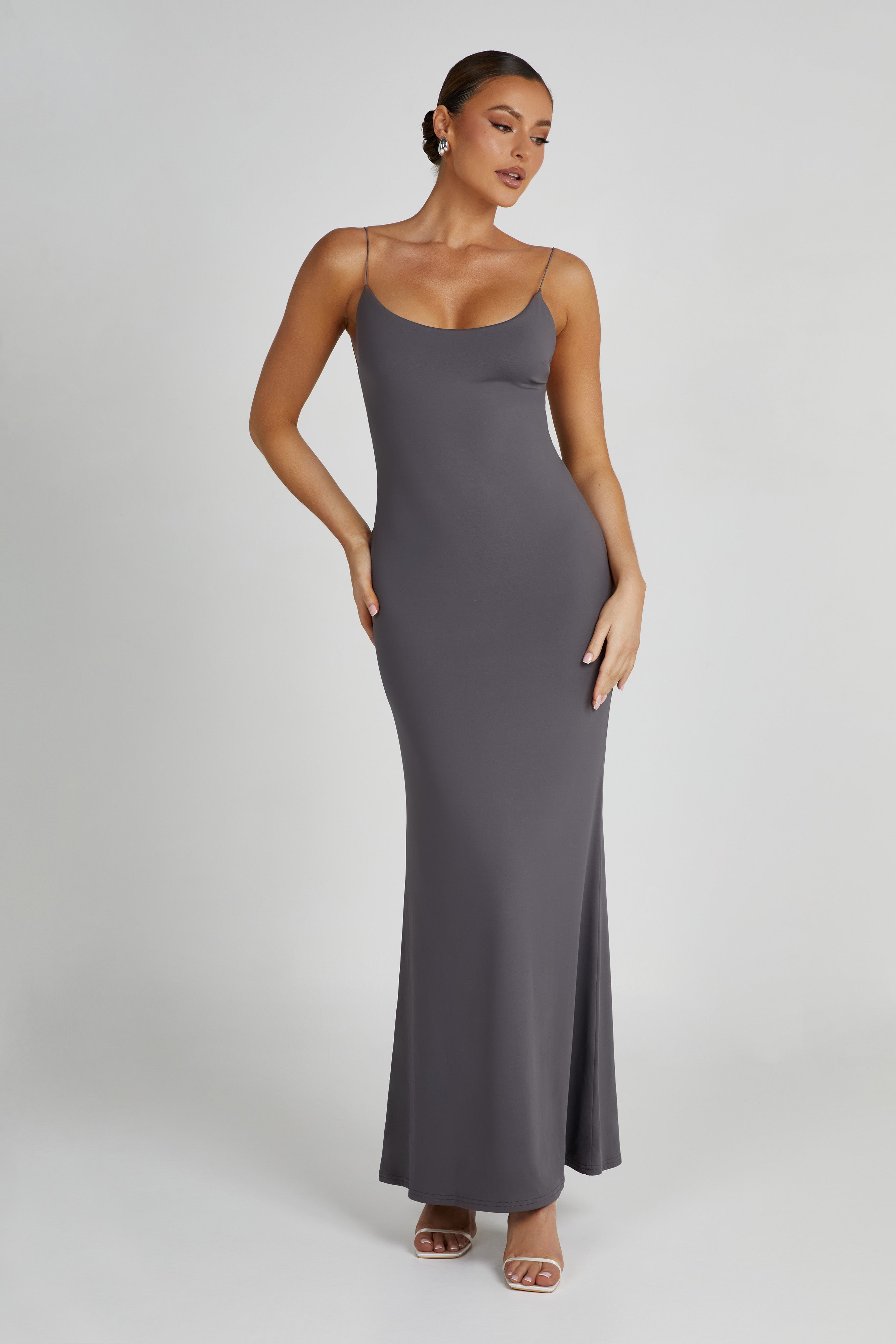 Nikkita Recycled Nylon Strappy Maxi Dress - Charcoal