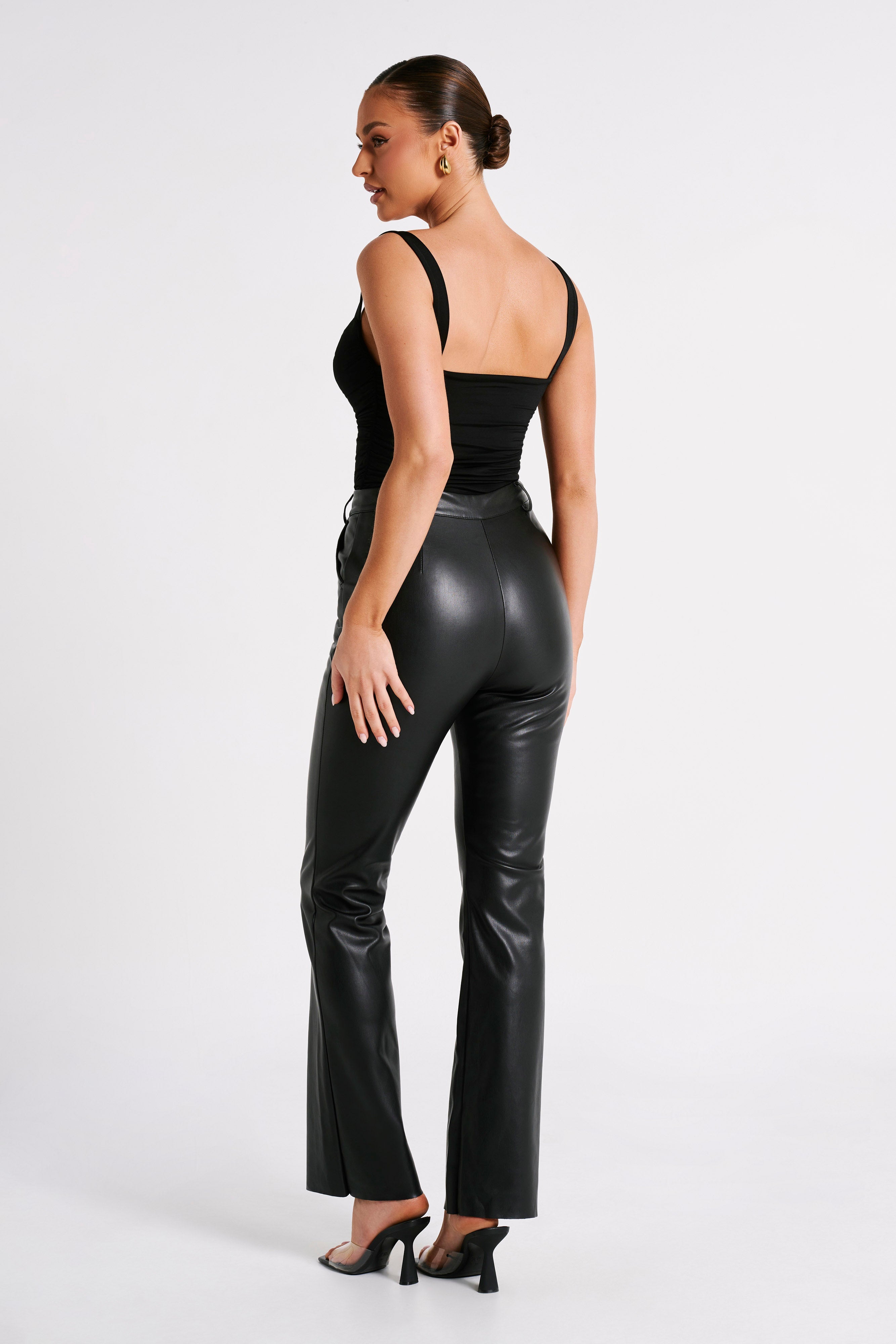 Hailey Slinky Long Line Sweetheart Top - Black