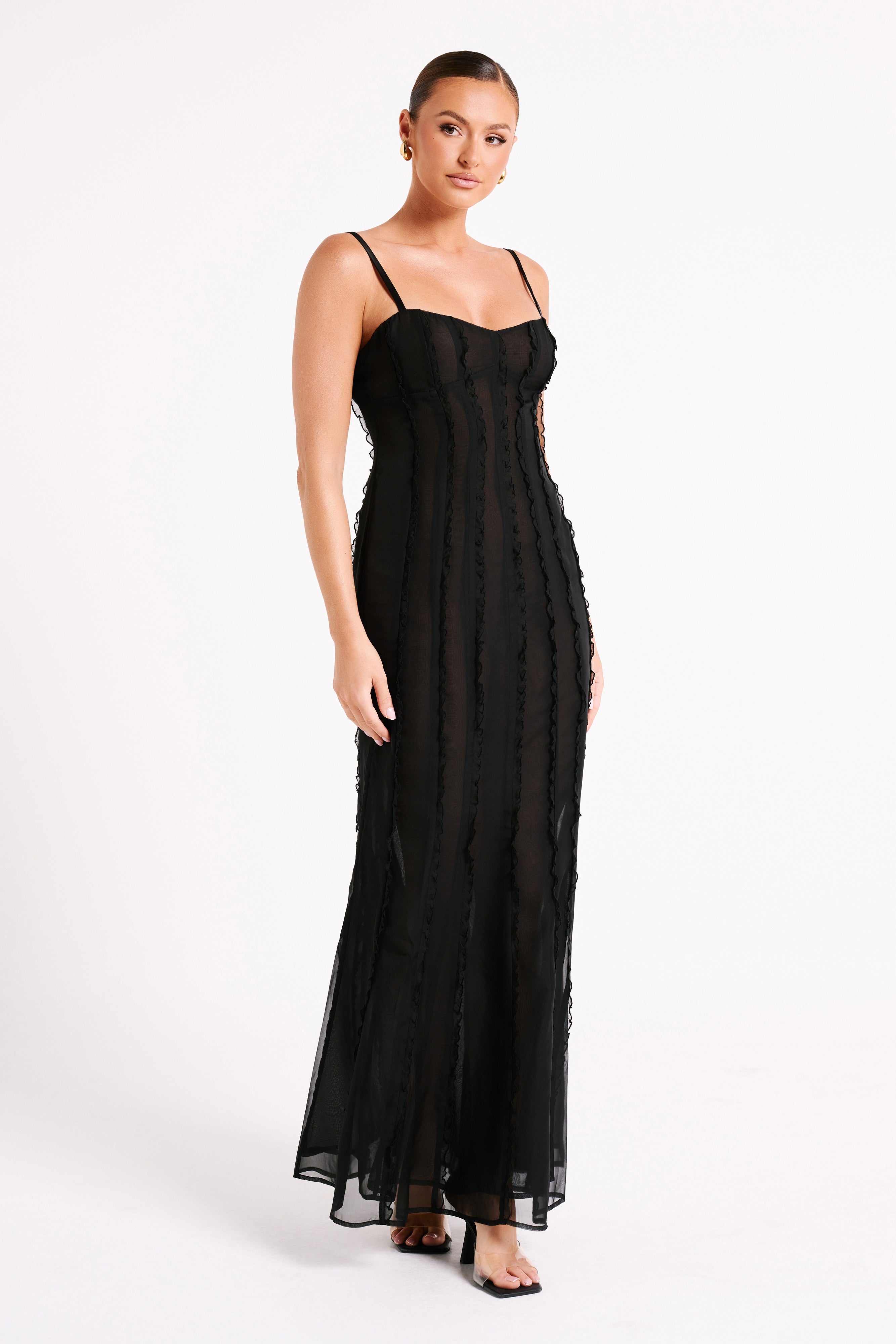 Jacinta Chiffon Maxi Dress - Black
