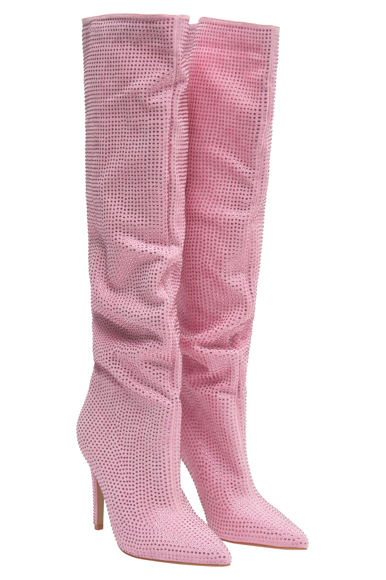 Jenner Diamante High Heel Boot - Blush Pink