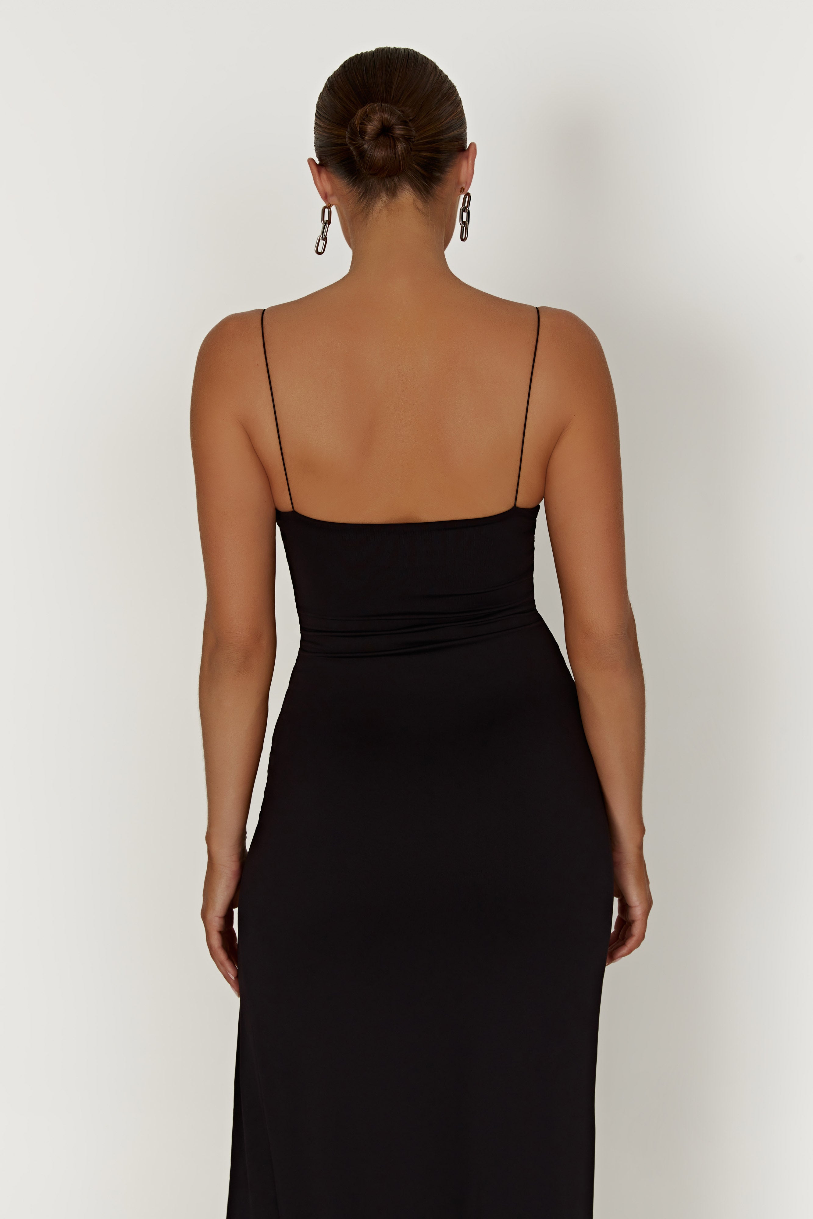 Addison Recycled Nylon Cupped Maxi Dress - Black