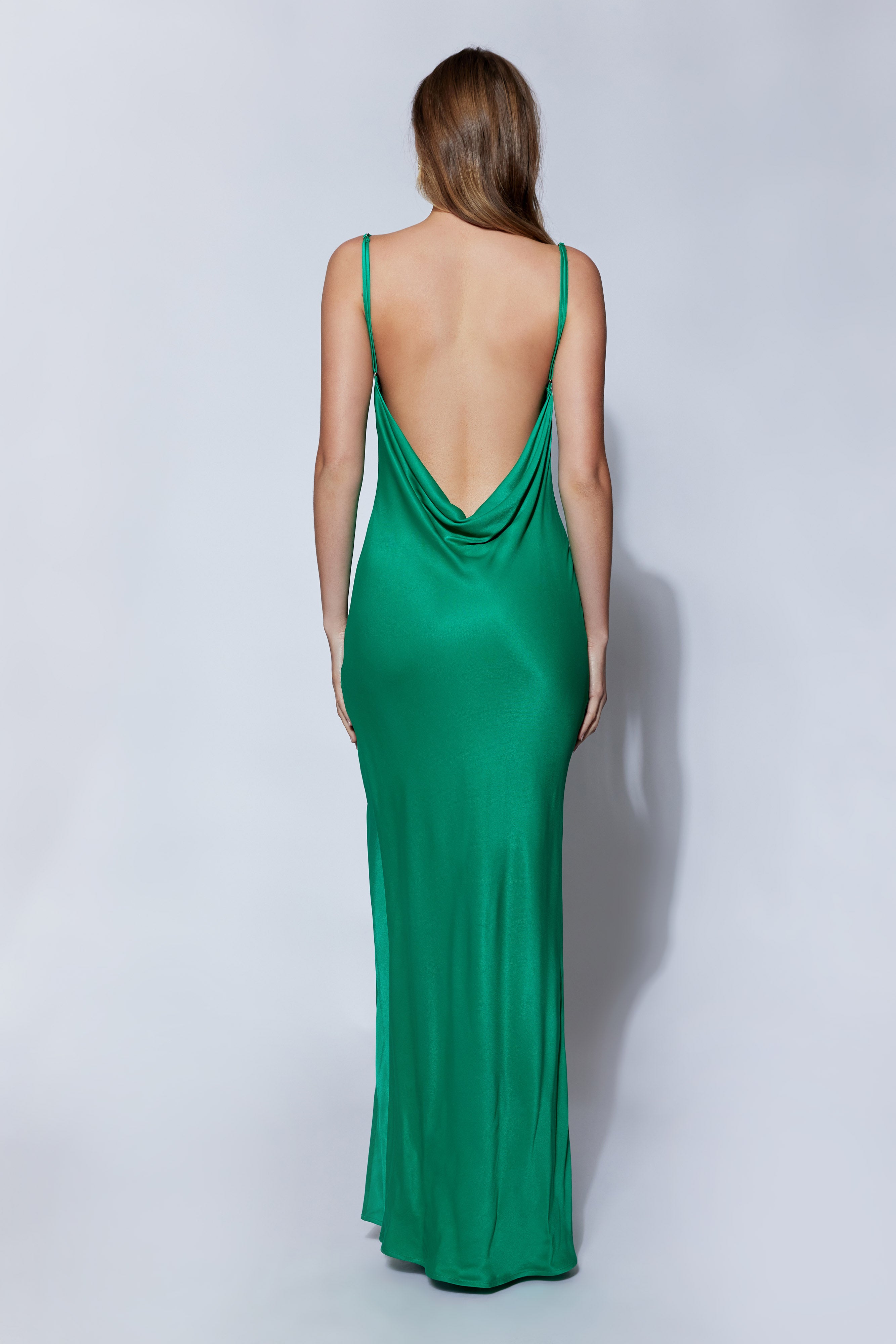 Jade Cowl Neck Backless Maxi Dress - Green
