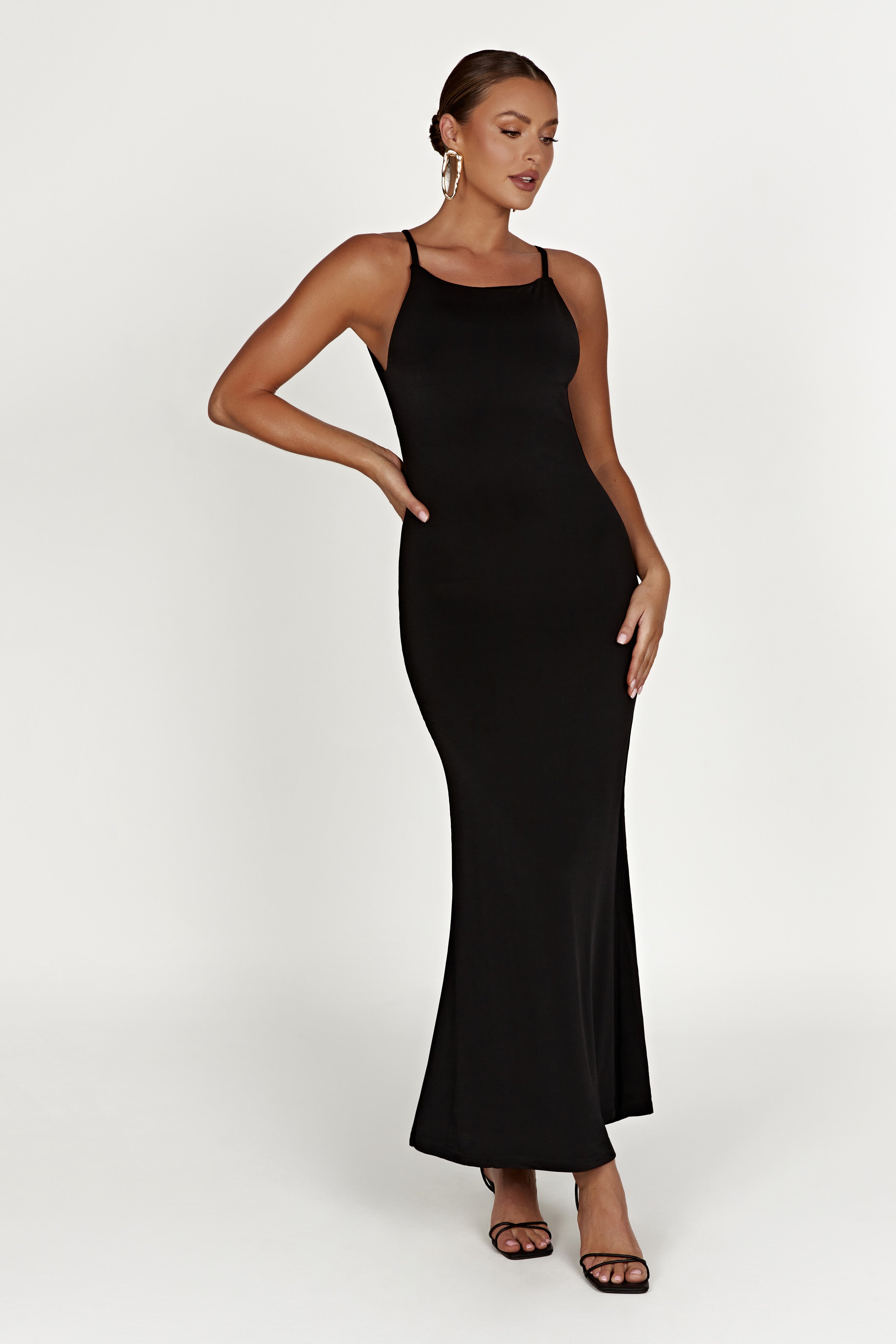 Dorit Slinky Backless Maxi Dress - Black