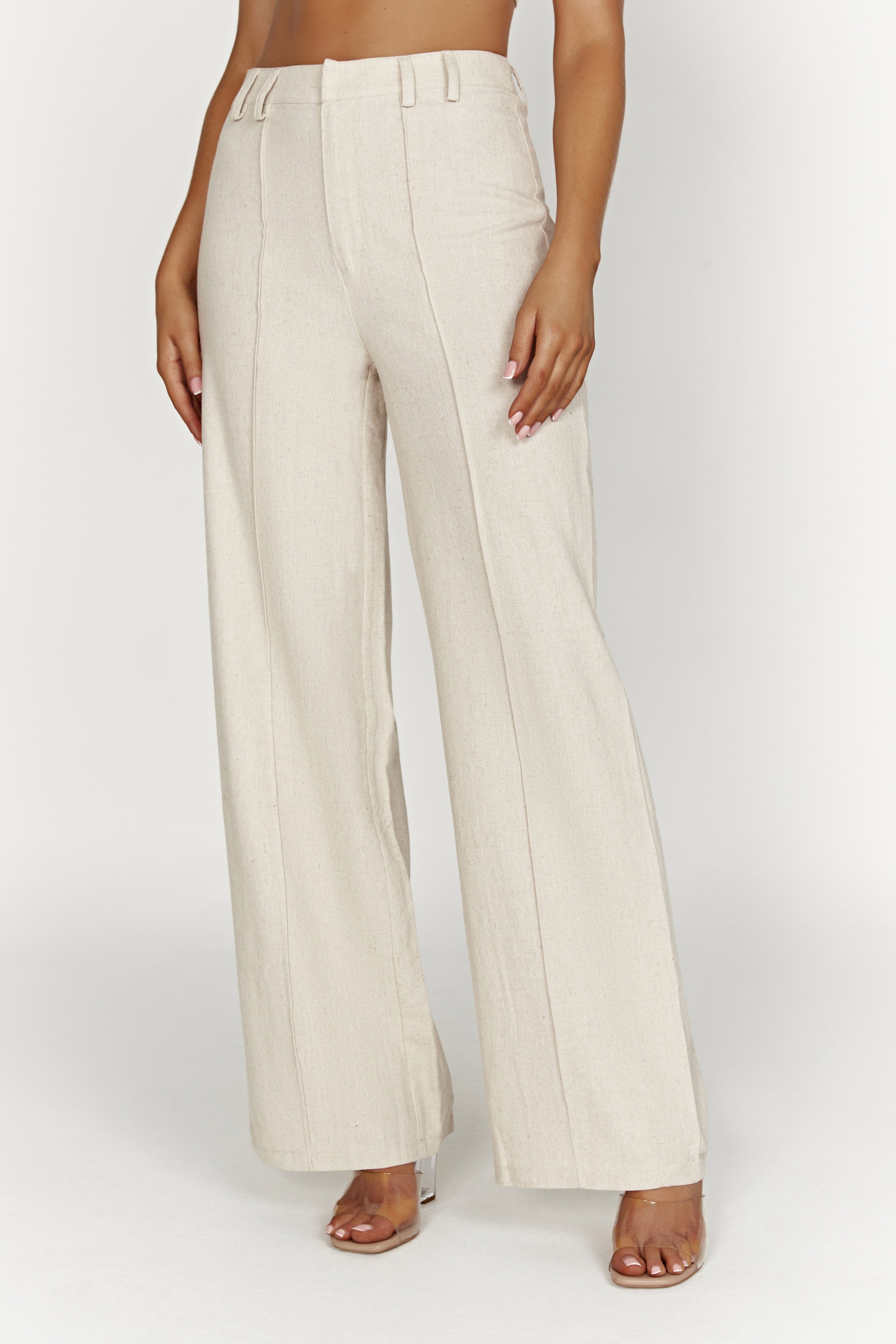 Julie Wide Leg Linen Pants - Natural