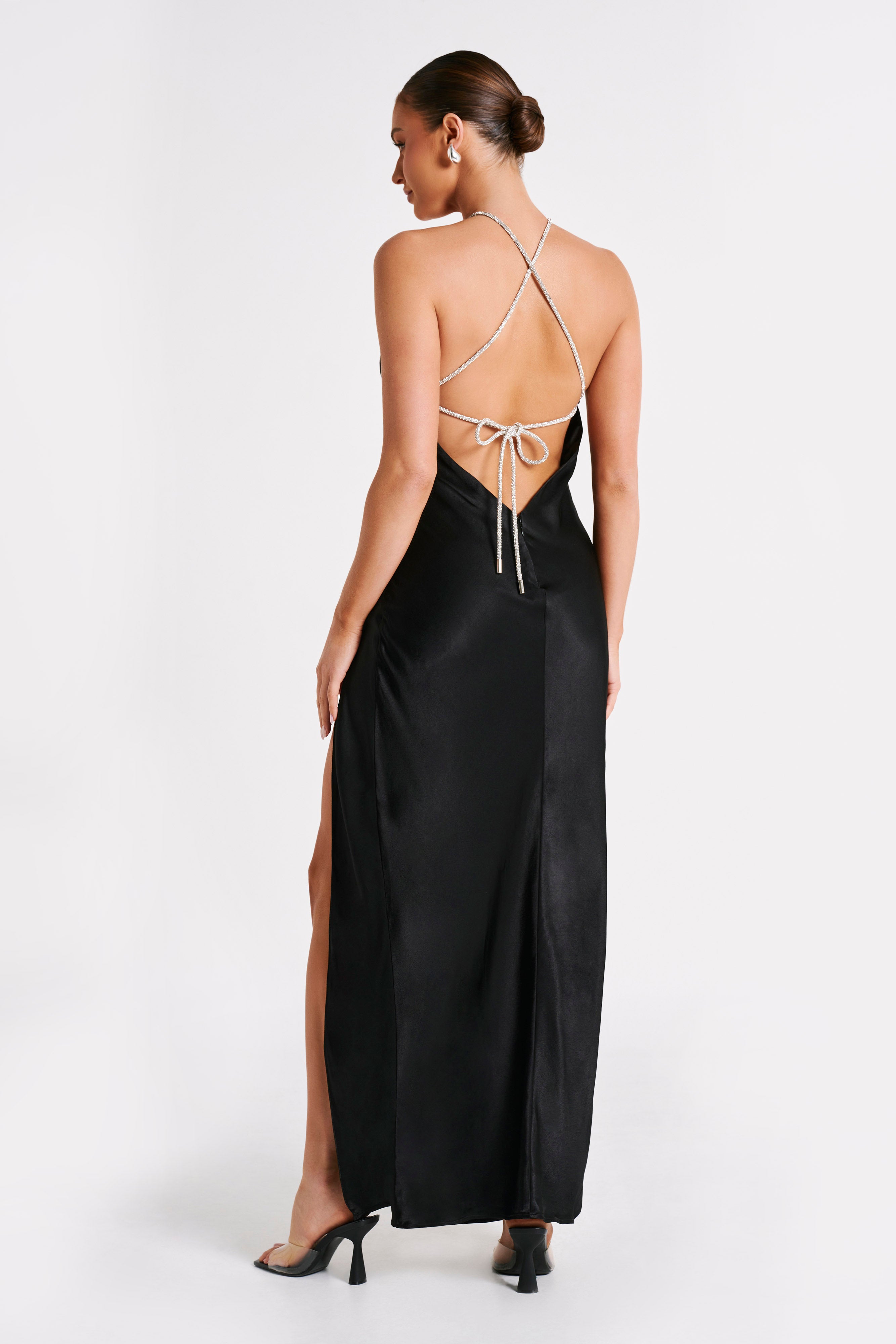 Louise Diamante Rope Maxi Dress - Black
