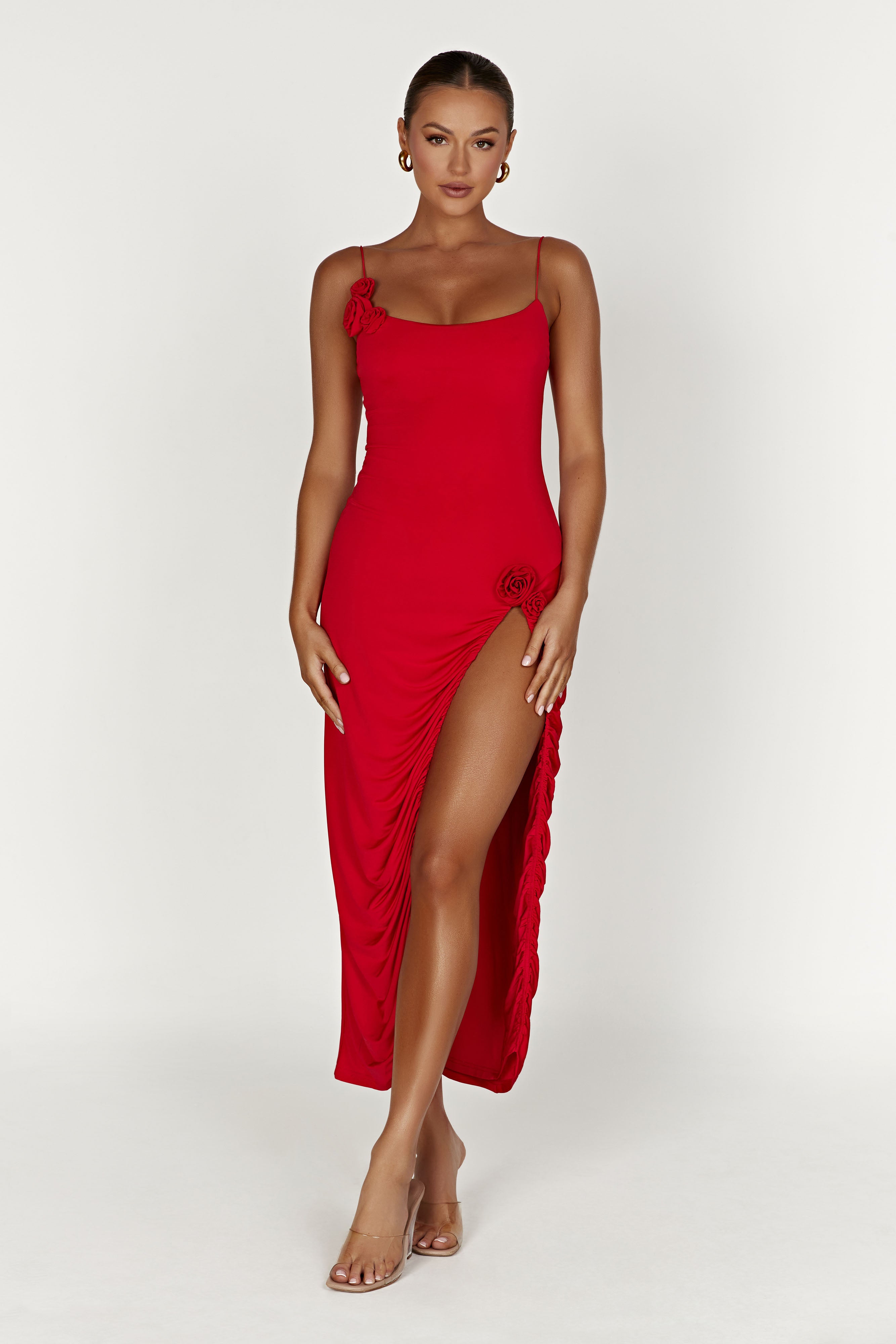 Nevaeh Rose Midi Dress - Red