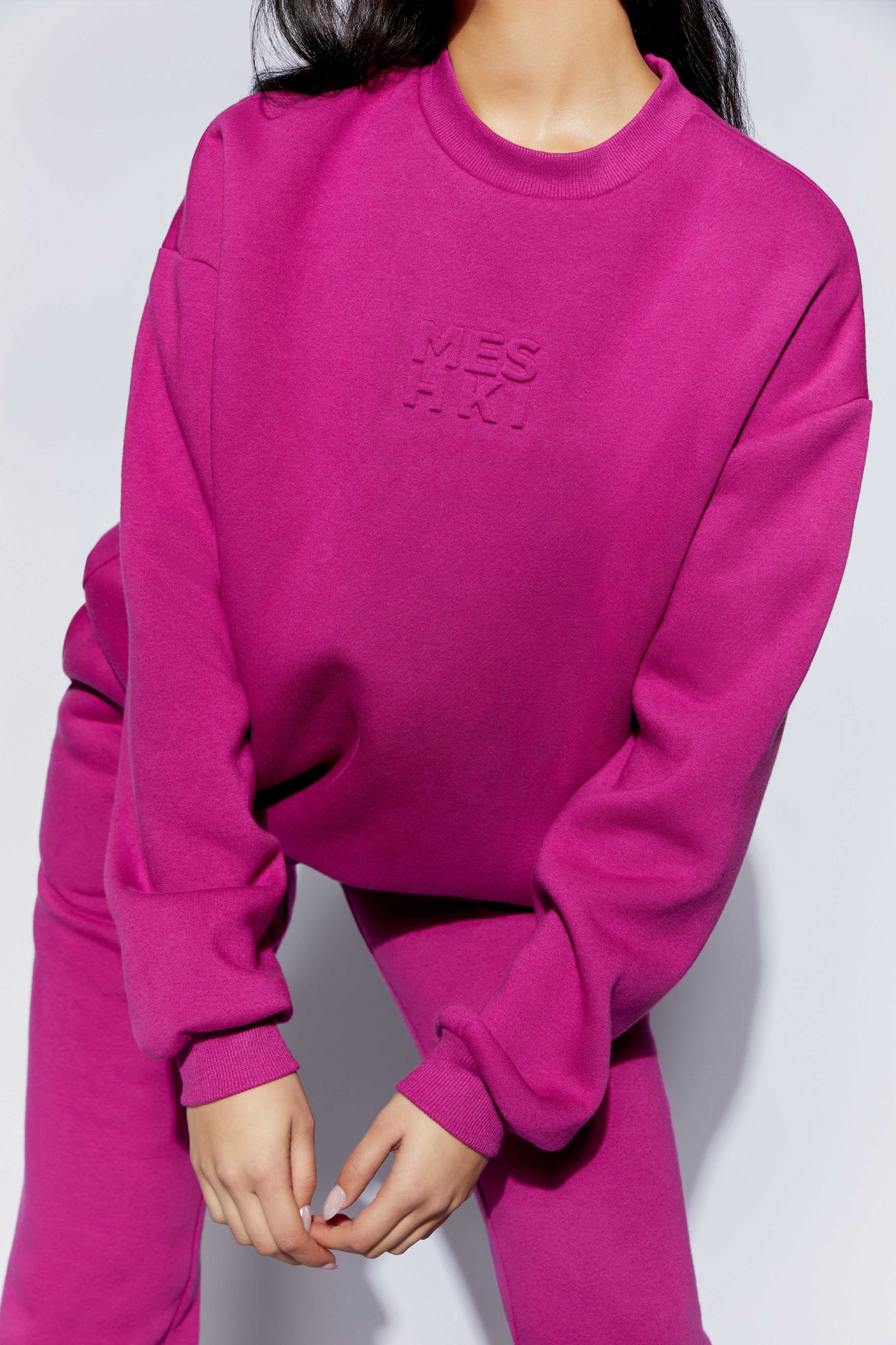 Sutton Embossed Fleeceback Crewneck - Violet