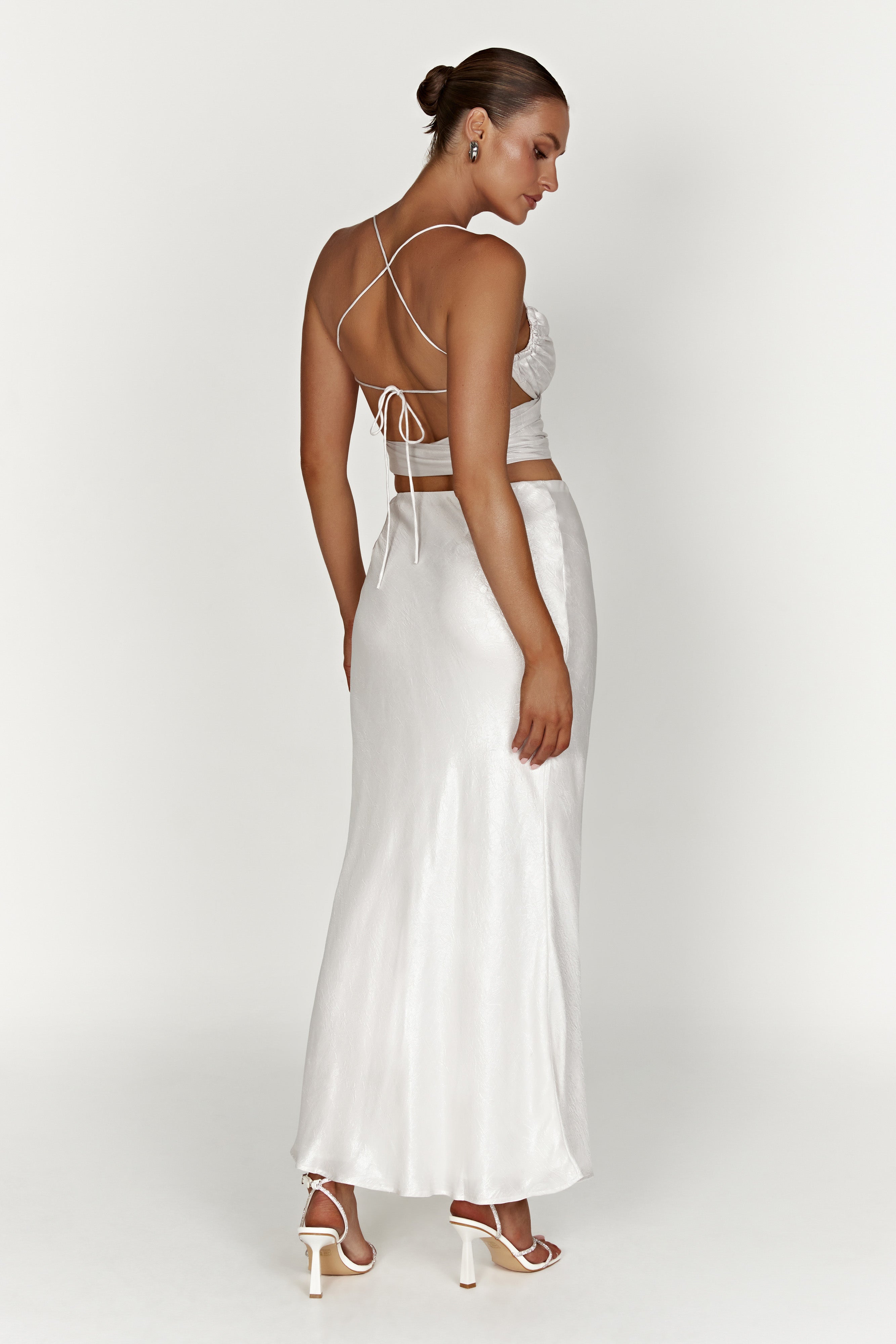 Raine Satin Maxi Skirt - Pearl