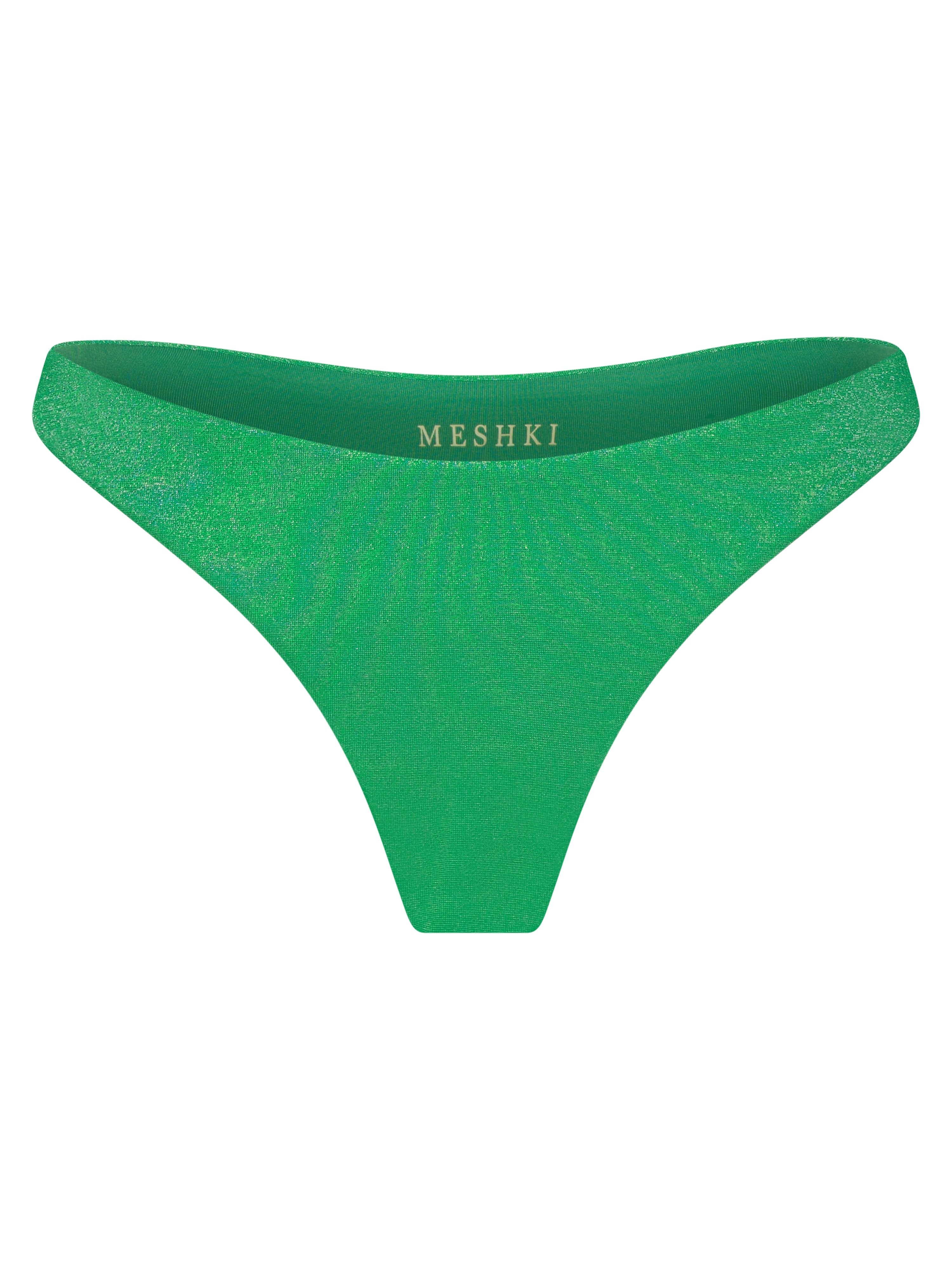 Ivanna Thong Bikini Bottoms - Green Sparkle