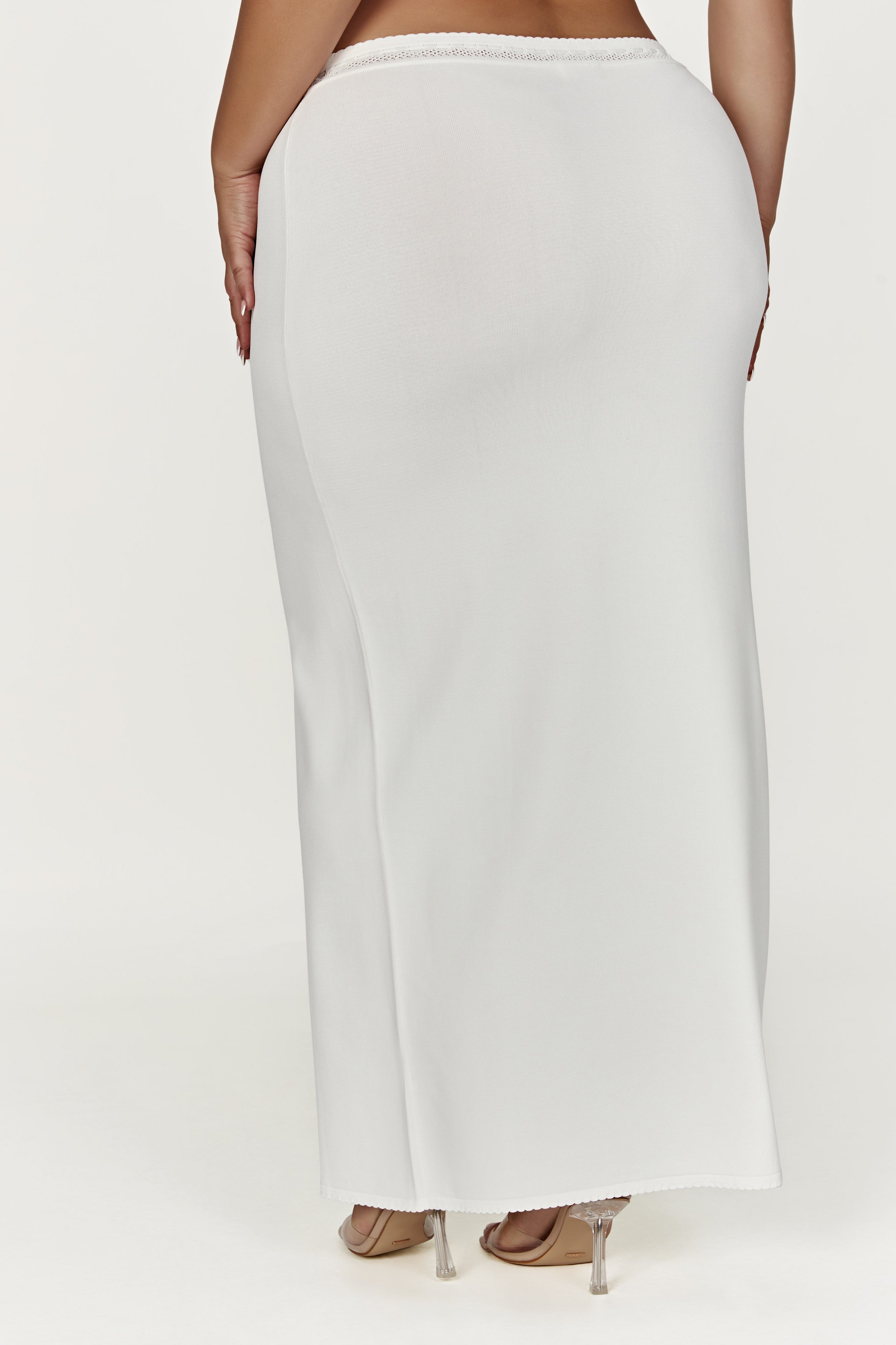Penelope Pointelle Knit Maxi Skirt - White