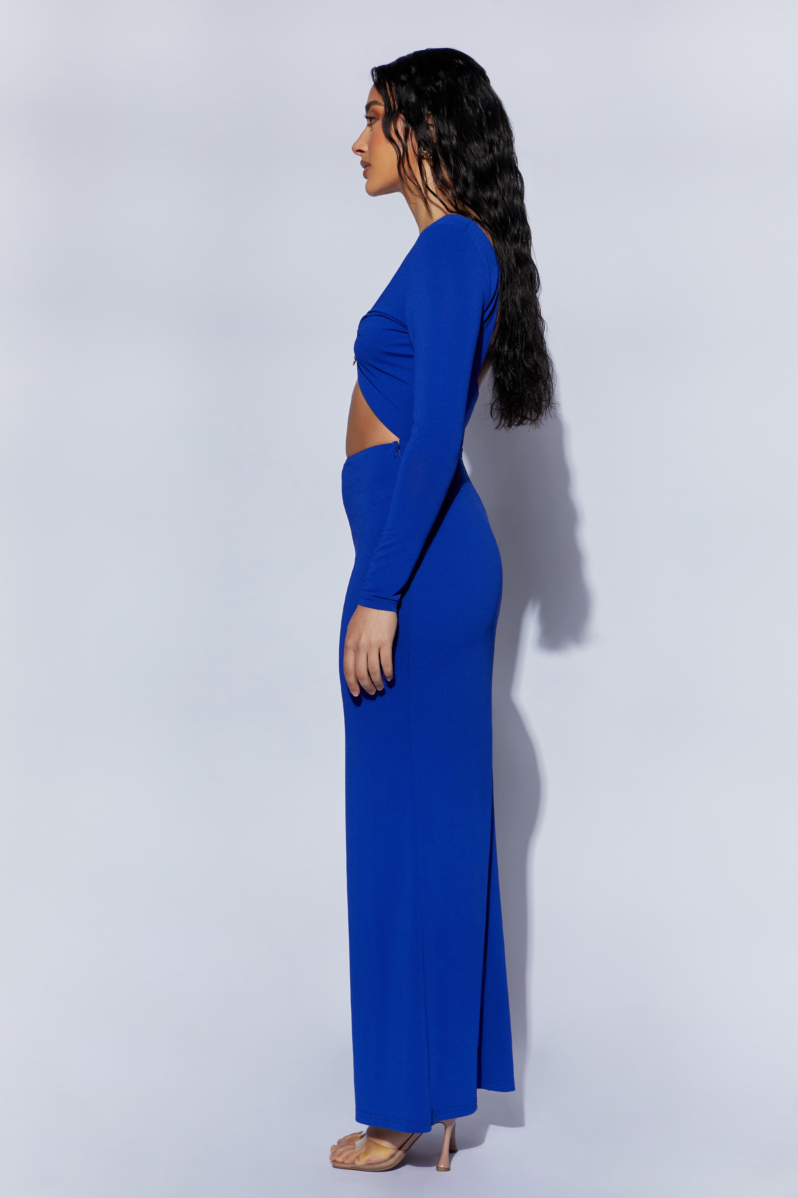 Mehlika Cut Out Maxi Dress With Hardware - Persian Blue