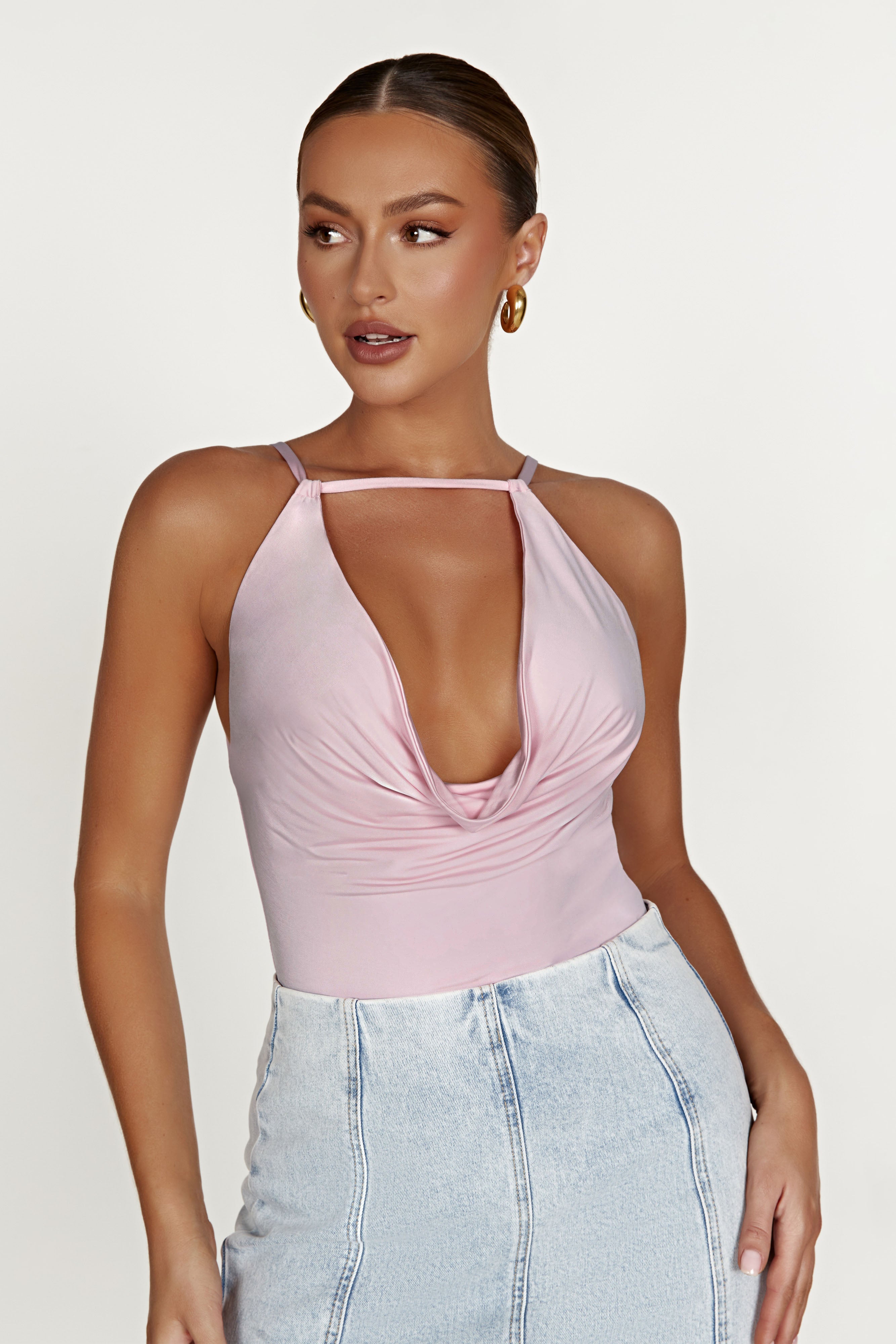 Deanna Slinky Longline Top - Candy Pink