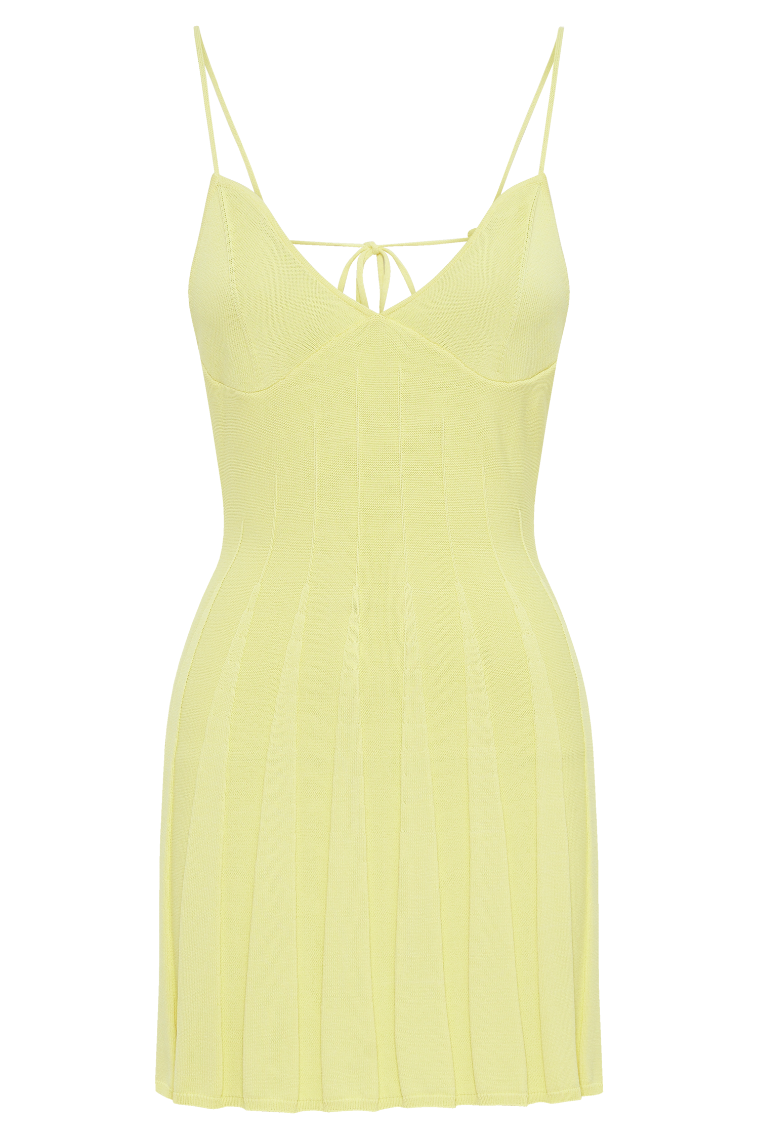 Kendra Rib Knit Mini Dress - Lemon