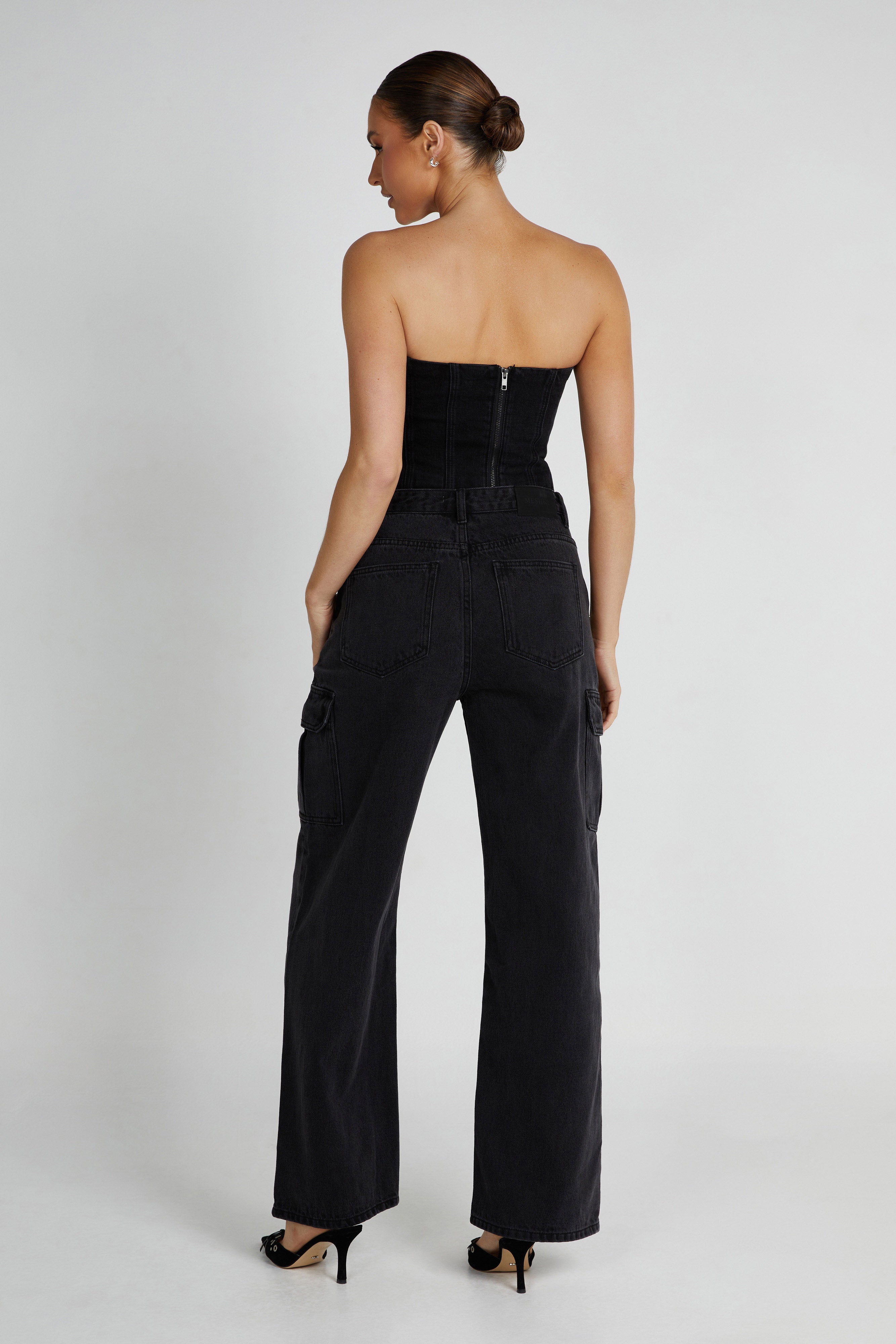 Jordana Denim Tube Top - Washed Black