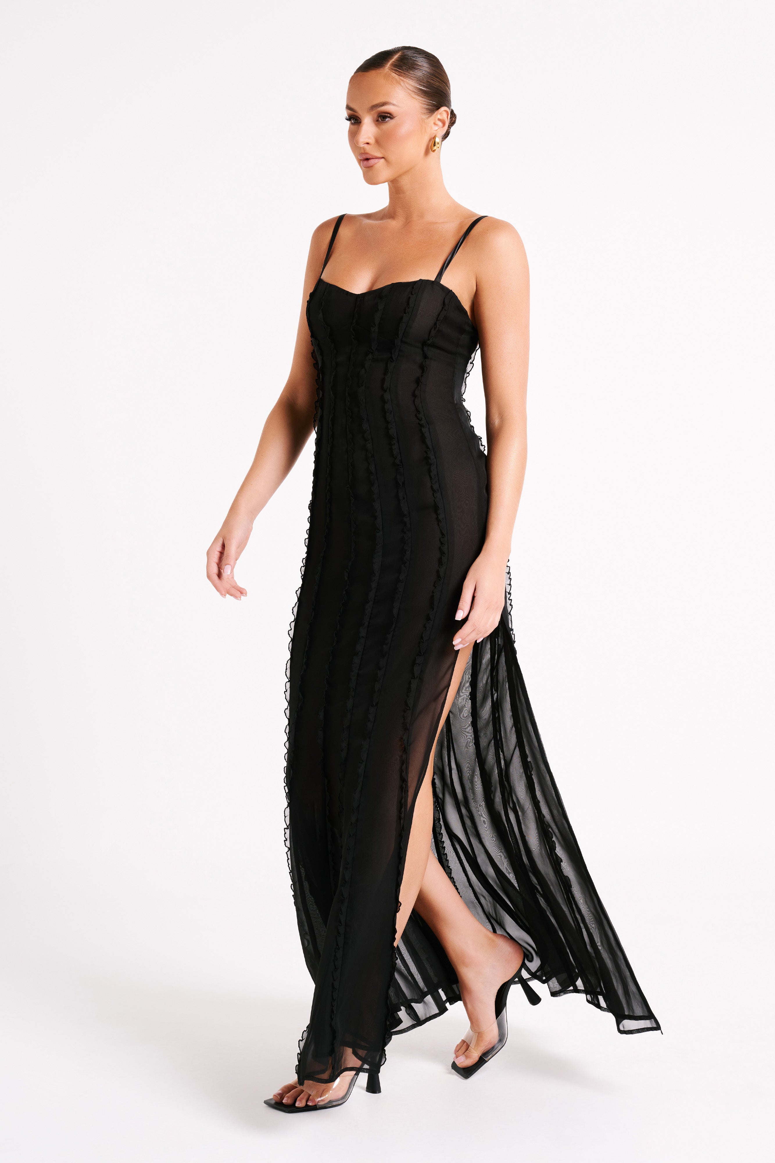 Jacinta Chiffon Maxi Dress - Black