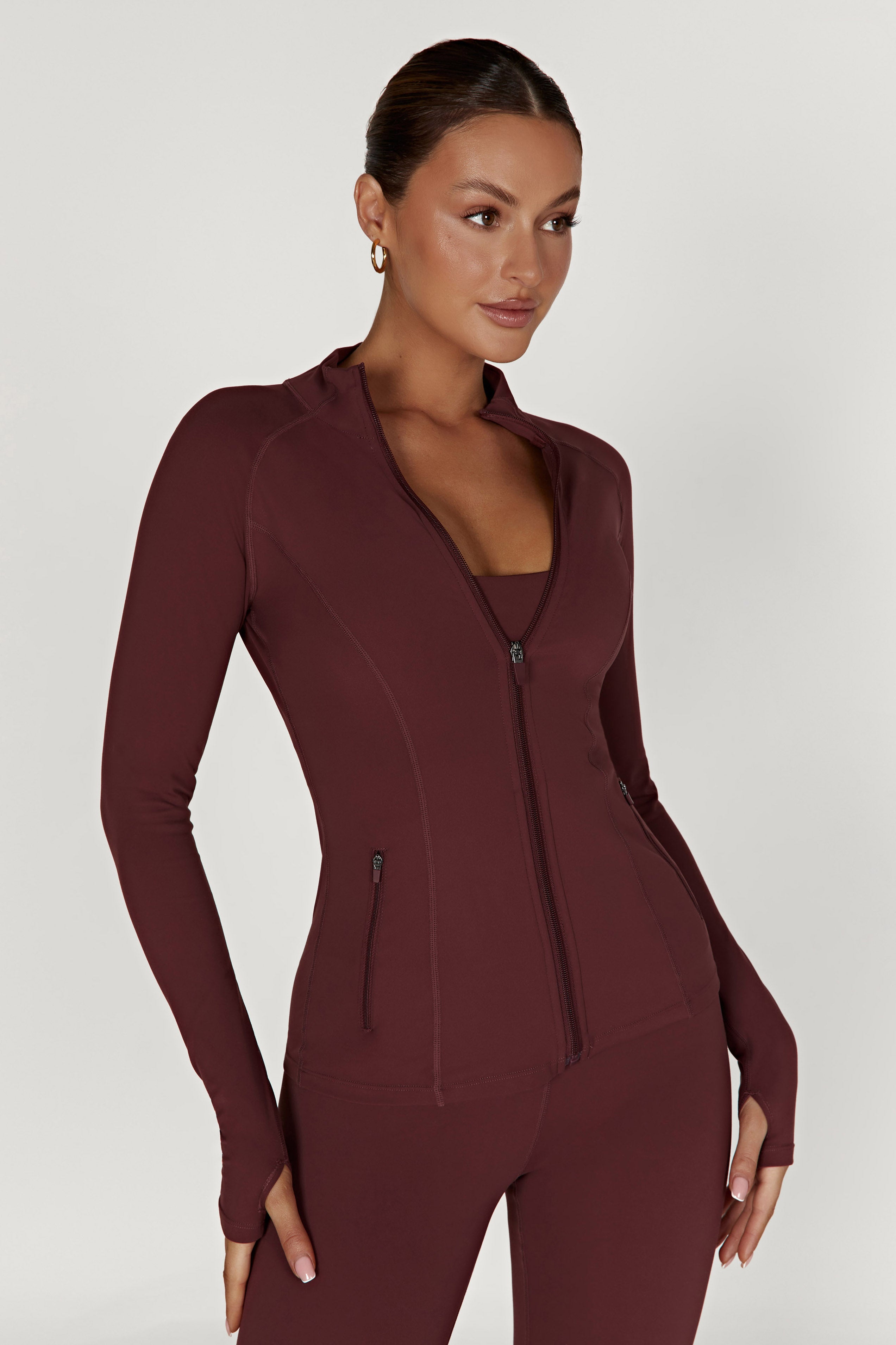 Luna Zip Up Jacket - Mahogany