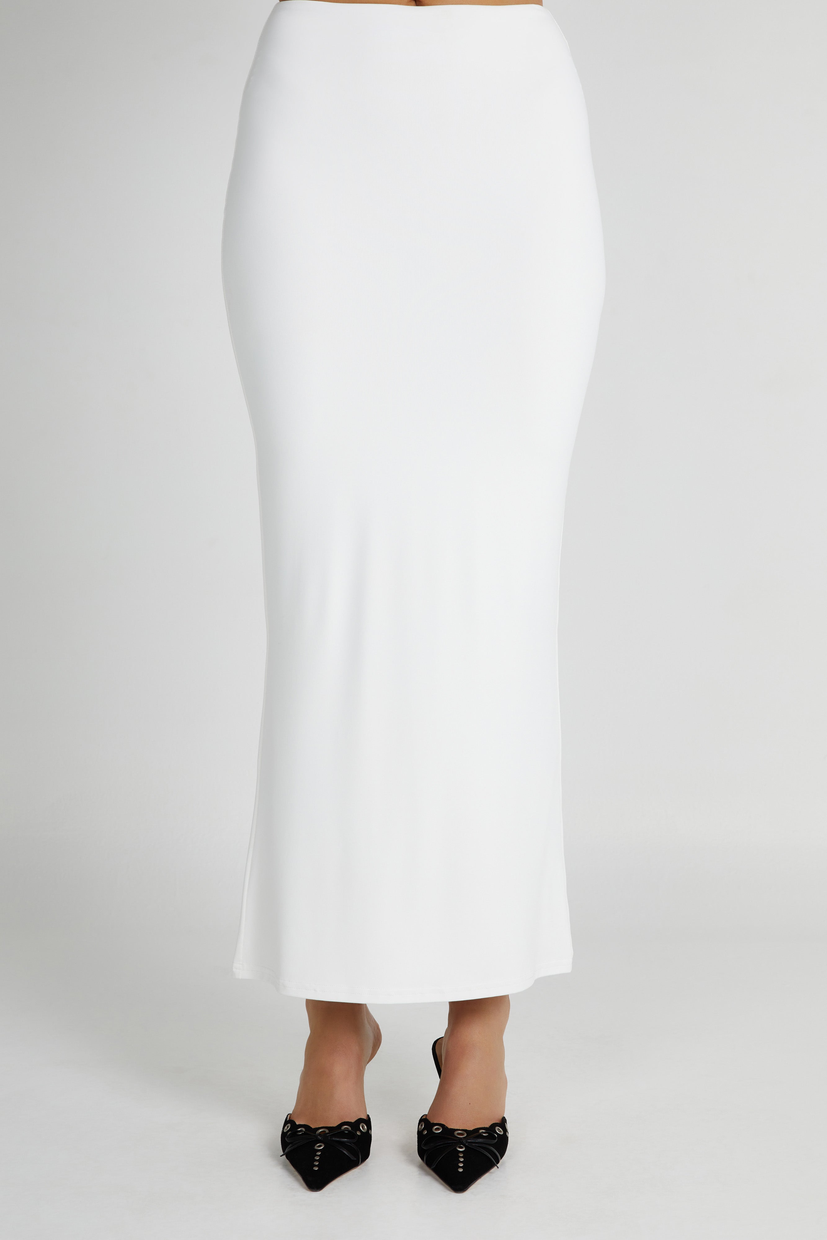 Olympia Recycled Nylon Fishtail Maxi Skirt - White
