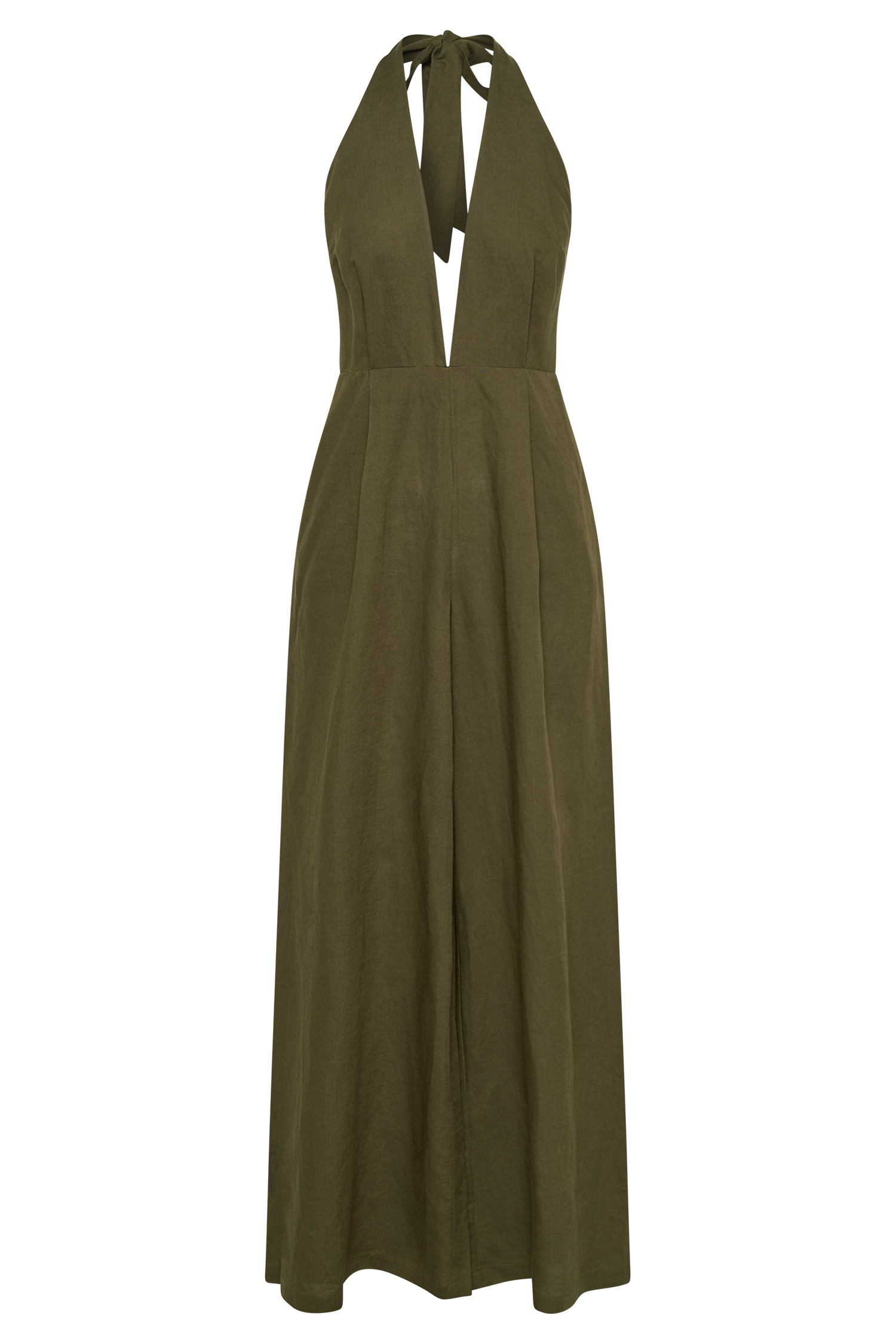 Blanca Linen Halter Jumpsuit - Khaki