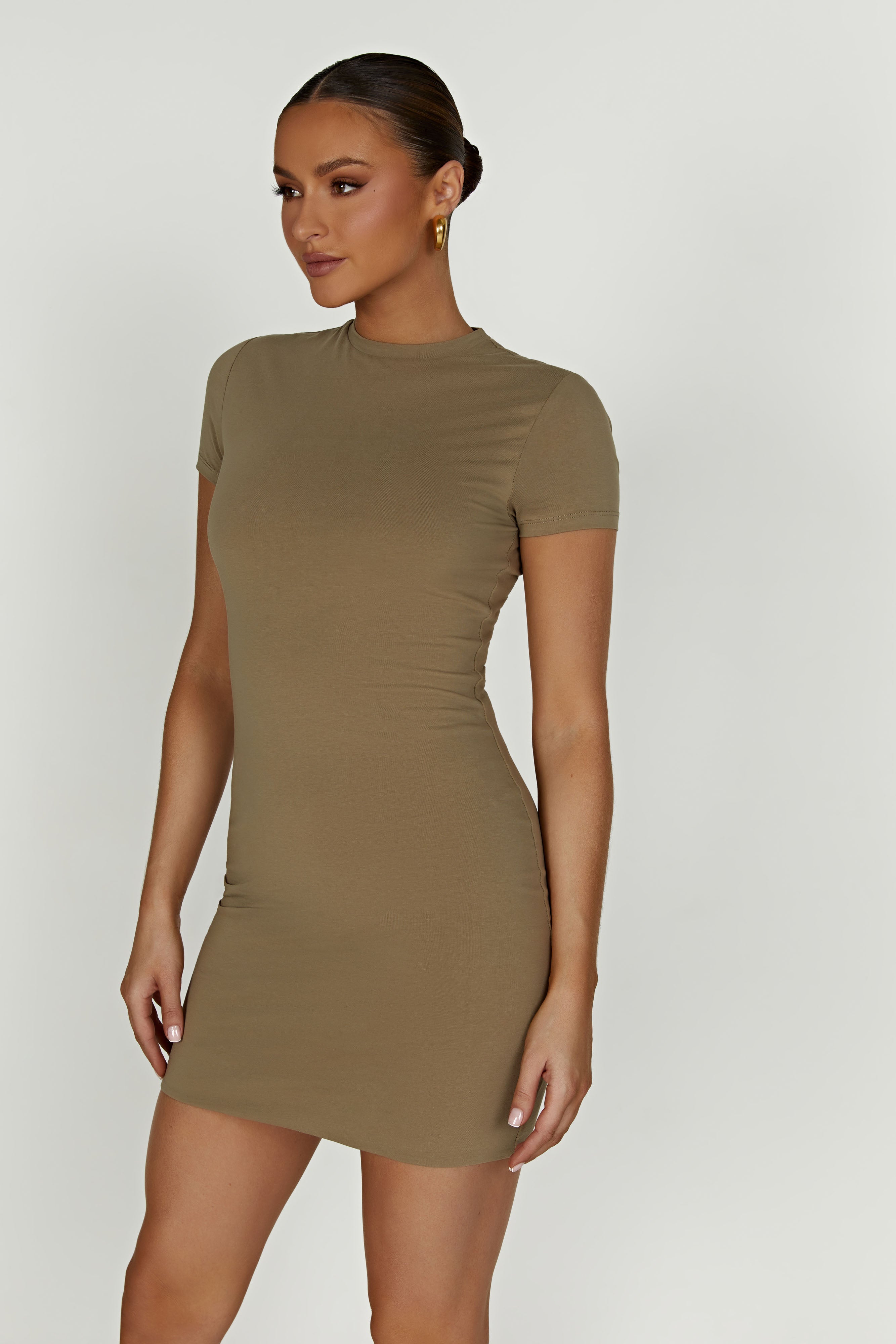 Halston Short Sleeve Mini Dress - Olive