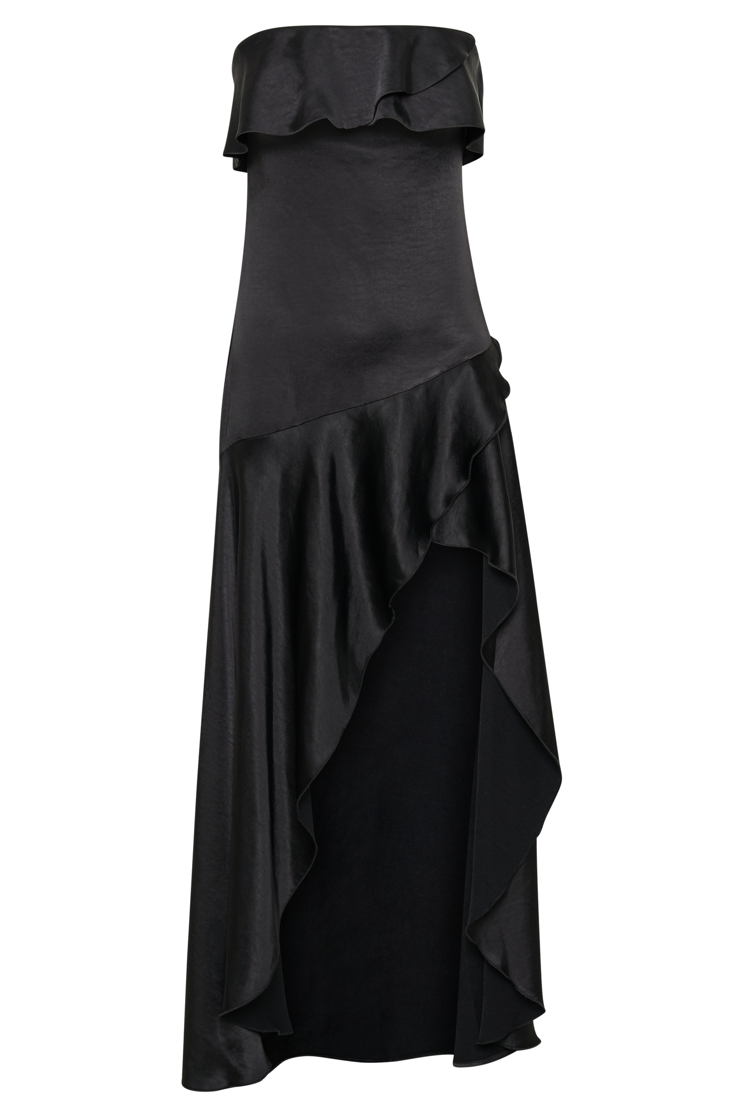 Sulianna Strapless Ruffle Midi Dress - Black