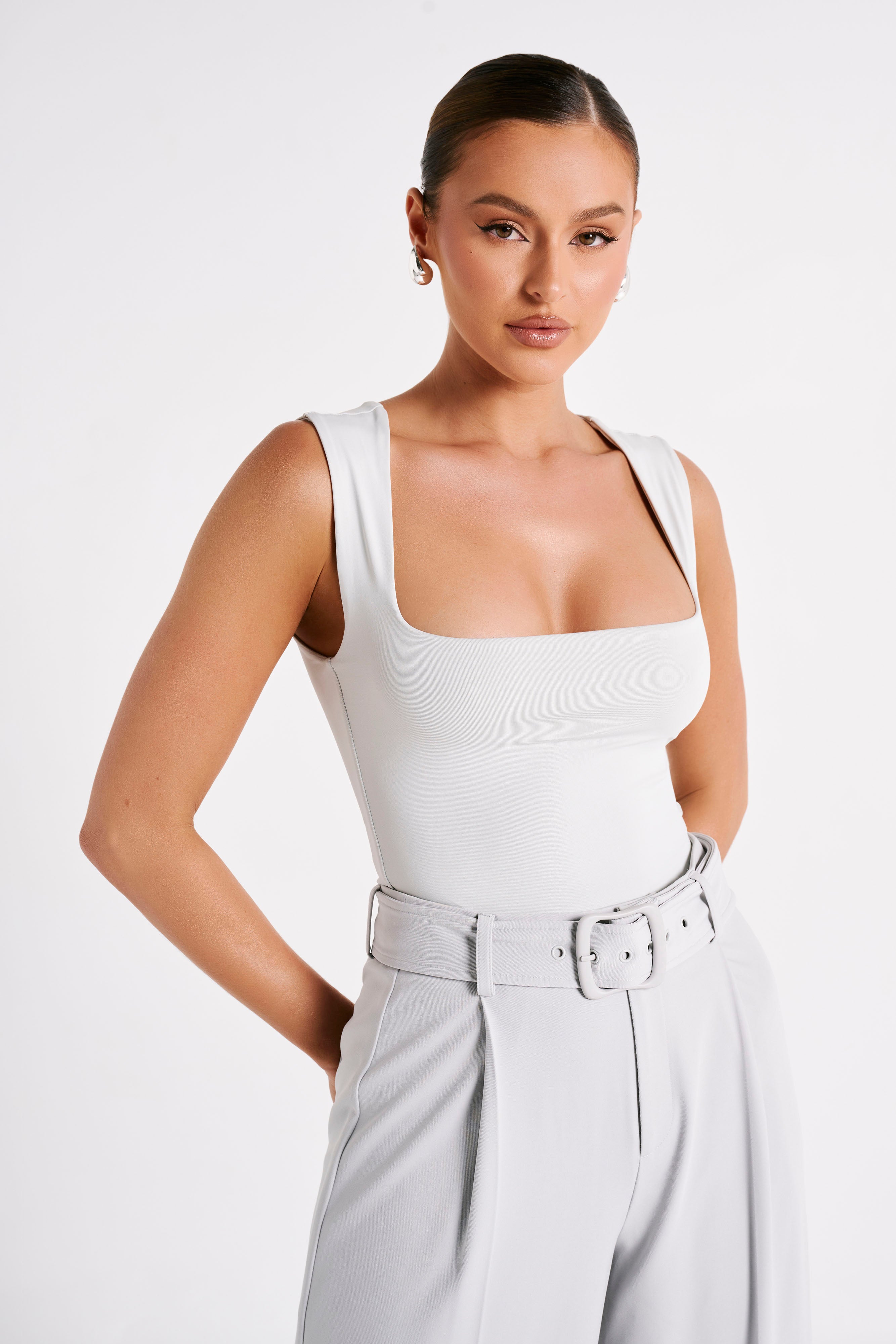 Linley Recycled Nylon Long Line Top - Ice Grey