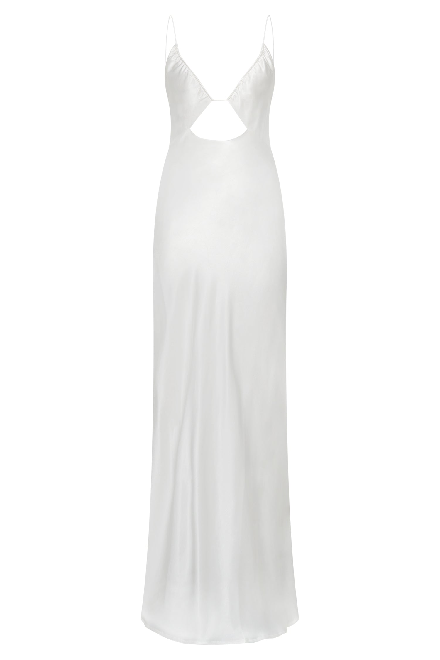 Sadie Maxi Satin Halter Ruched Slip Dress - White