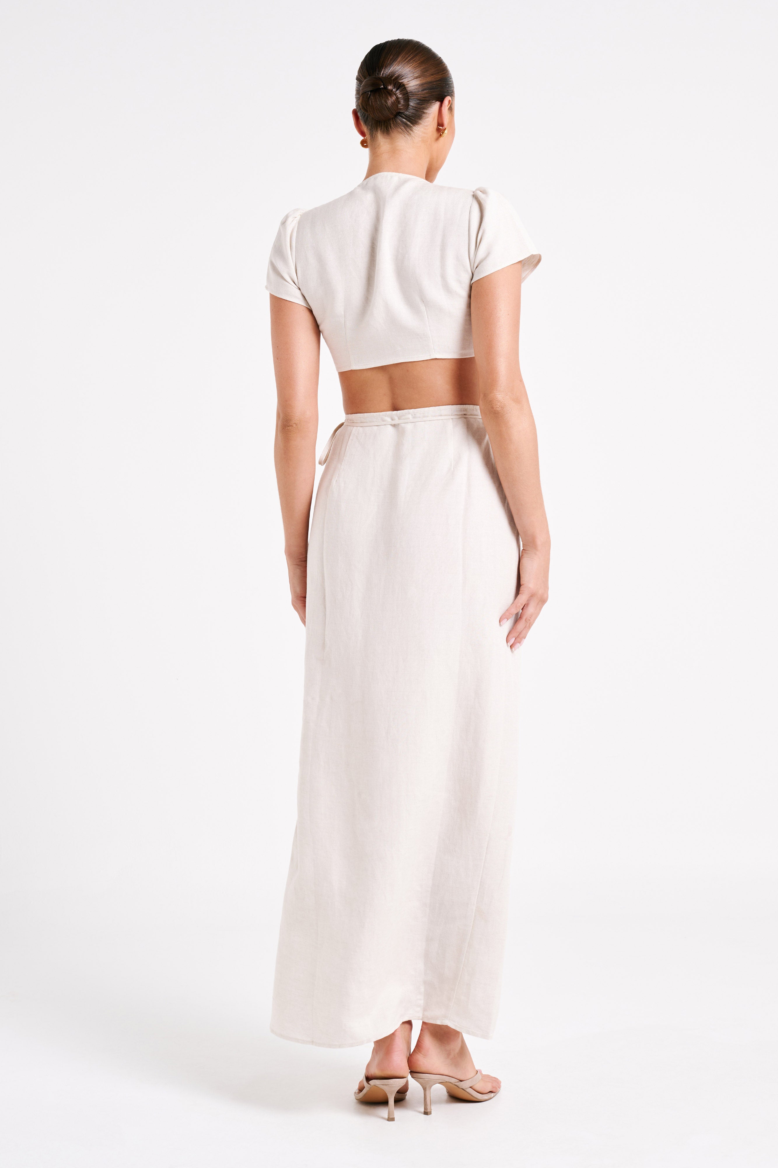 Fatima Linen Wrap Maxi Skirt - Natural