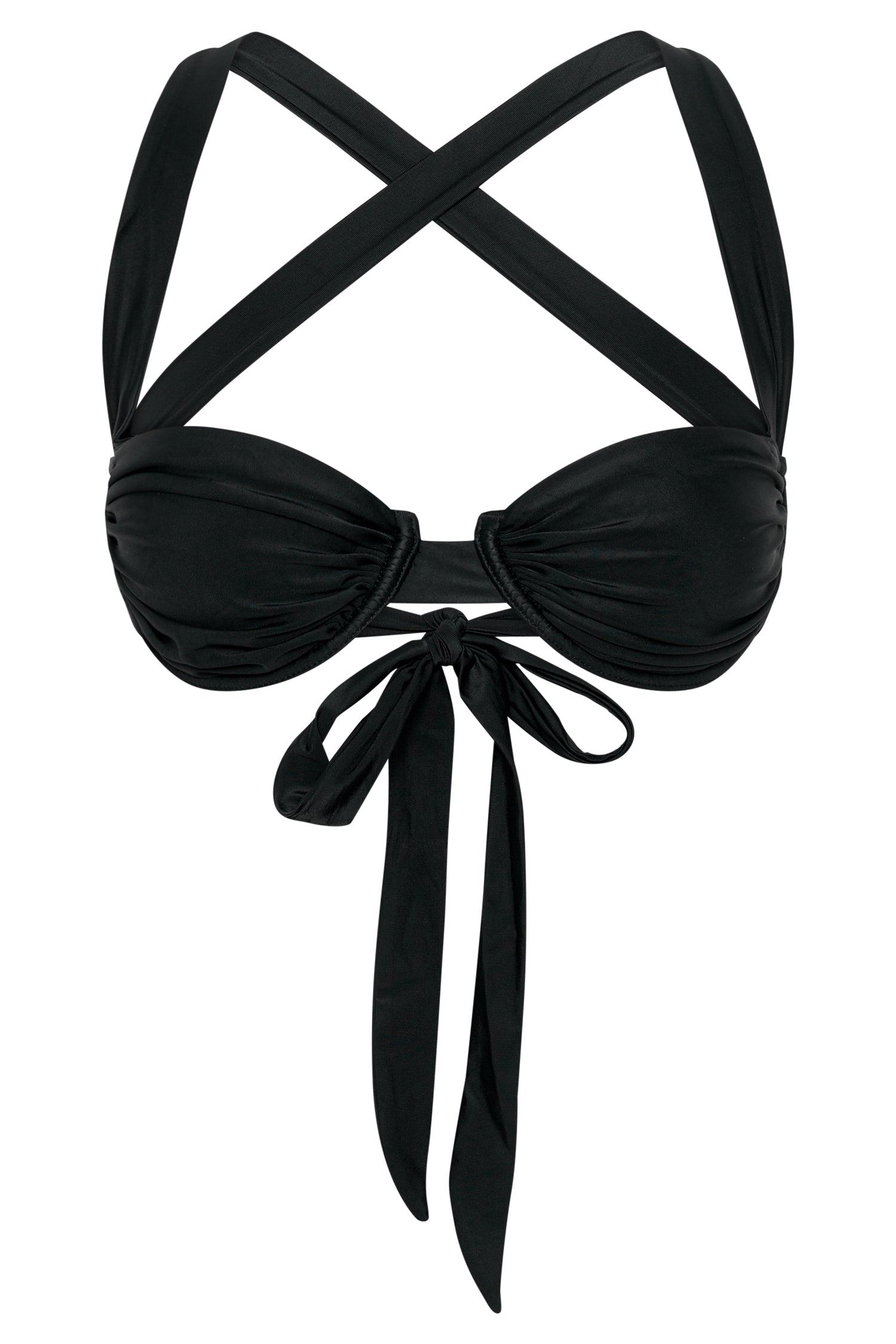 Kai Recycled Nylon Ruched Underwire Bikini Top - Black