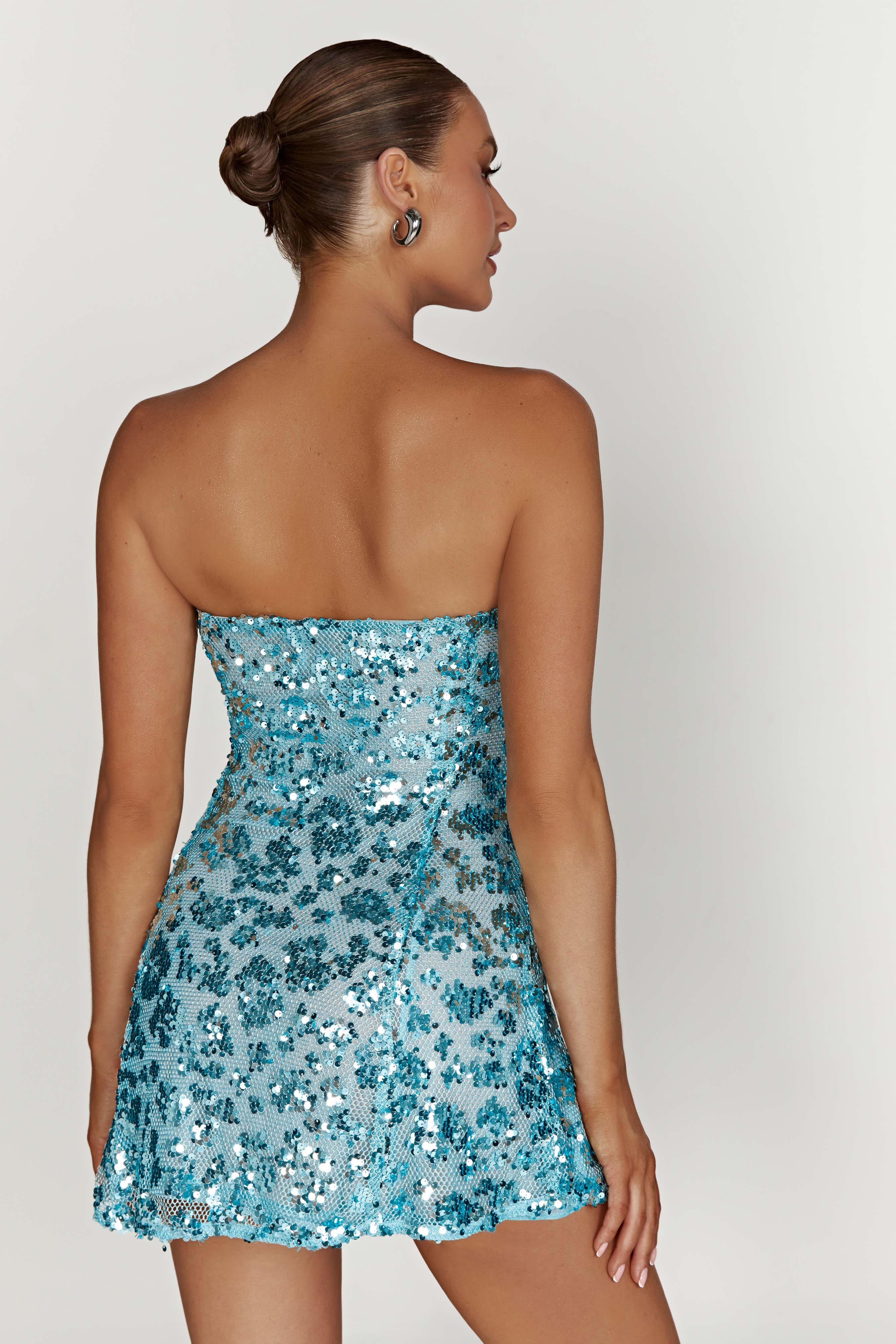 Everleigh Strapless Sequin Mini Dress - Powder Blue